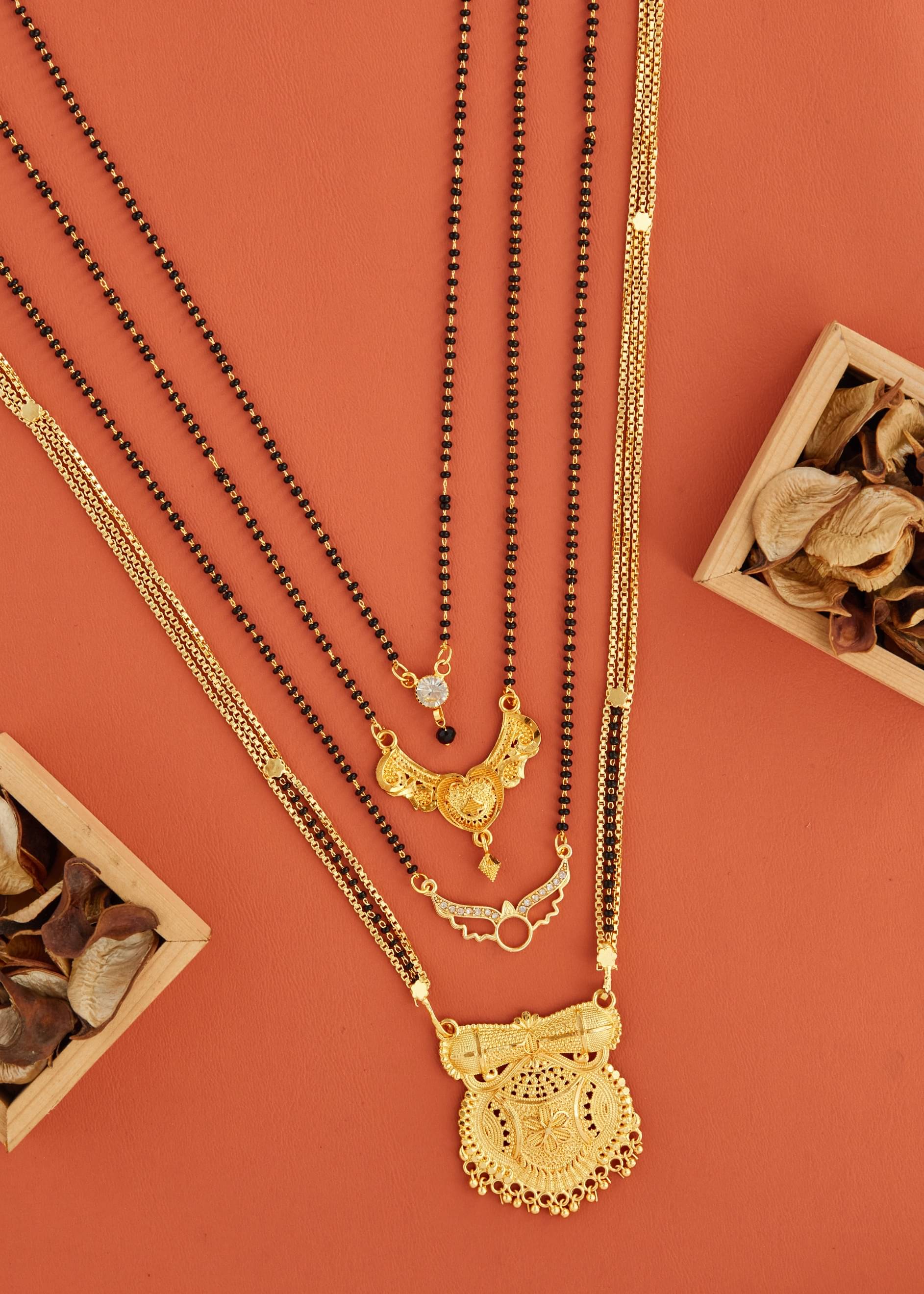    			KIEICE Golden Mangalsutra Set ( Pack of 4 )