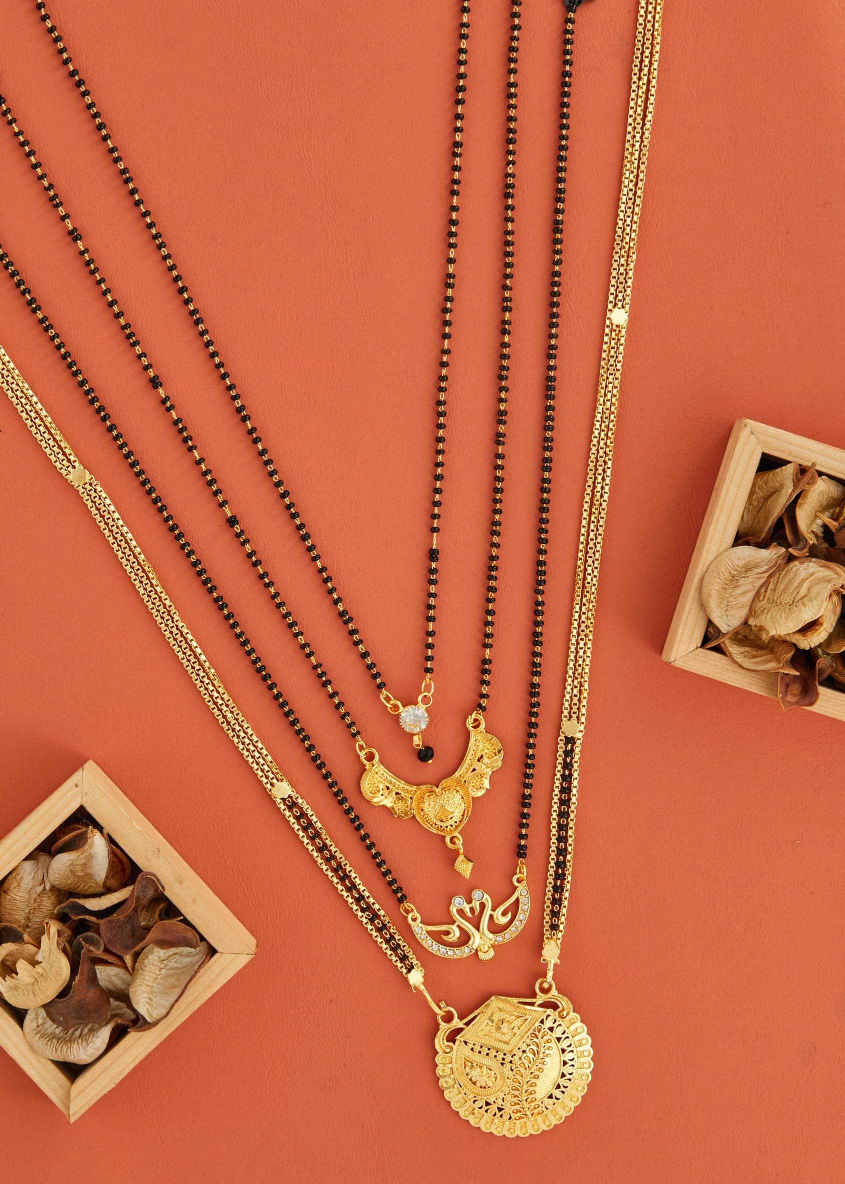     			KIEICE Golden Mangalsutra Set ( Pack of 4 )