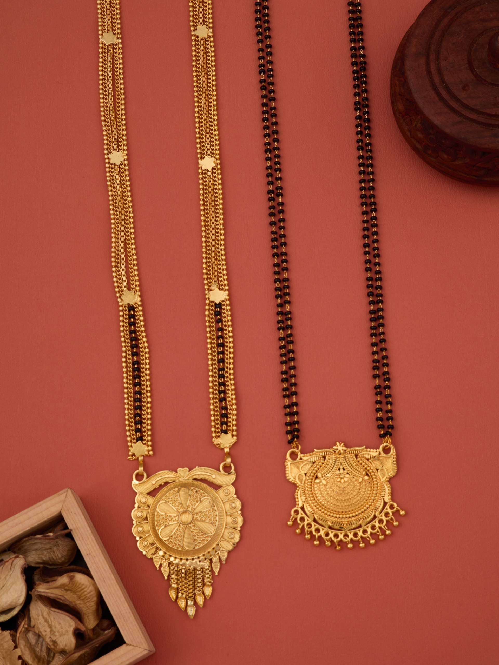    			KIEICE Golden Mangalsutra Set ( Pack of 2 )
