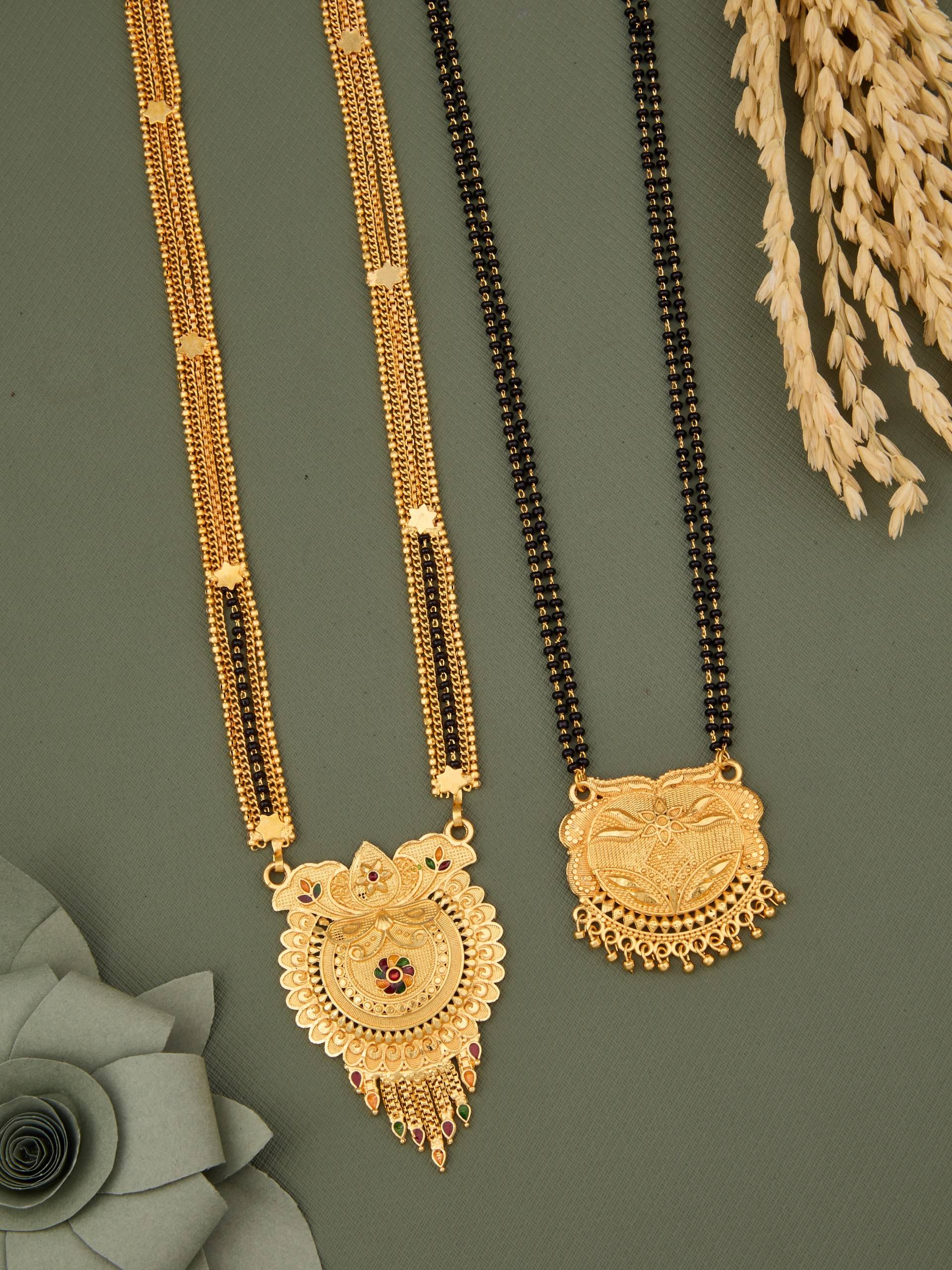     			KIEICE Golden Mangalsutra Set ( Pack of 2 )