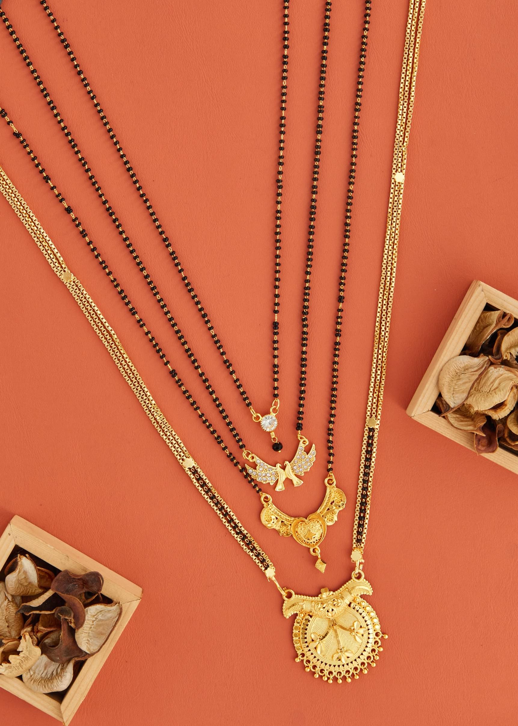     			KIEICE Golden Mangalsutra Set ( Pack of 4 )