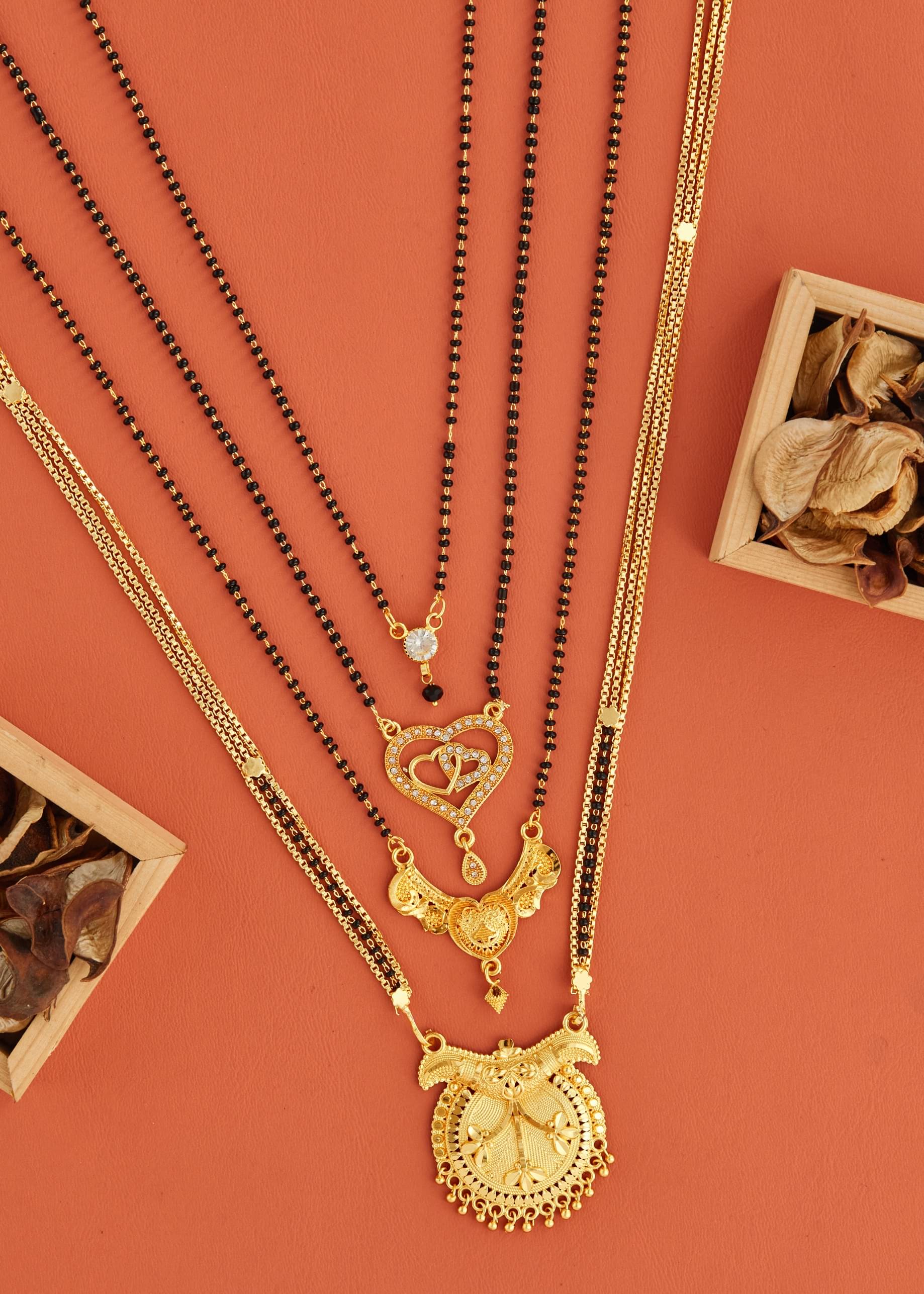     			KIEICE Golden Mangalsutra Set ( Pack of 4 )