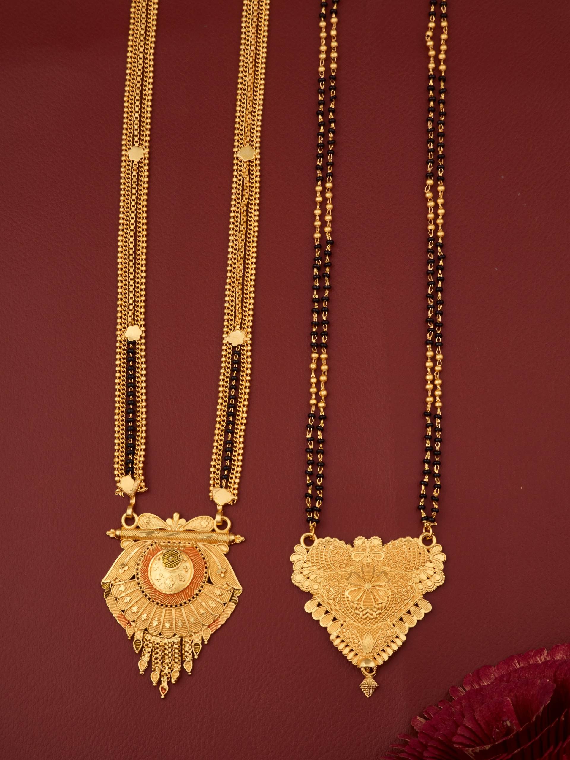     			KIEICE Golden Mangalsutra Set ( Pack of 2 )