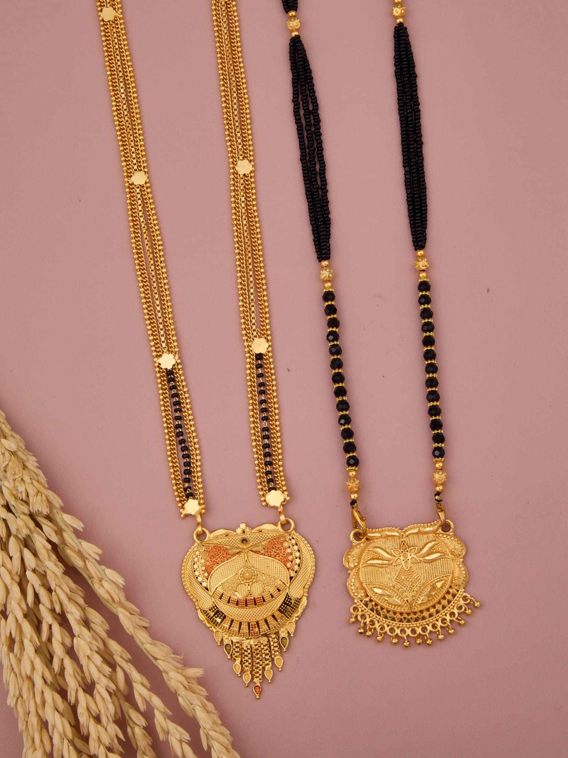     			KIEICE Golden Mangalsutra Set ( Pack of 2 )