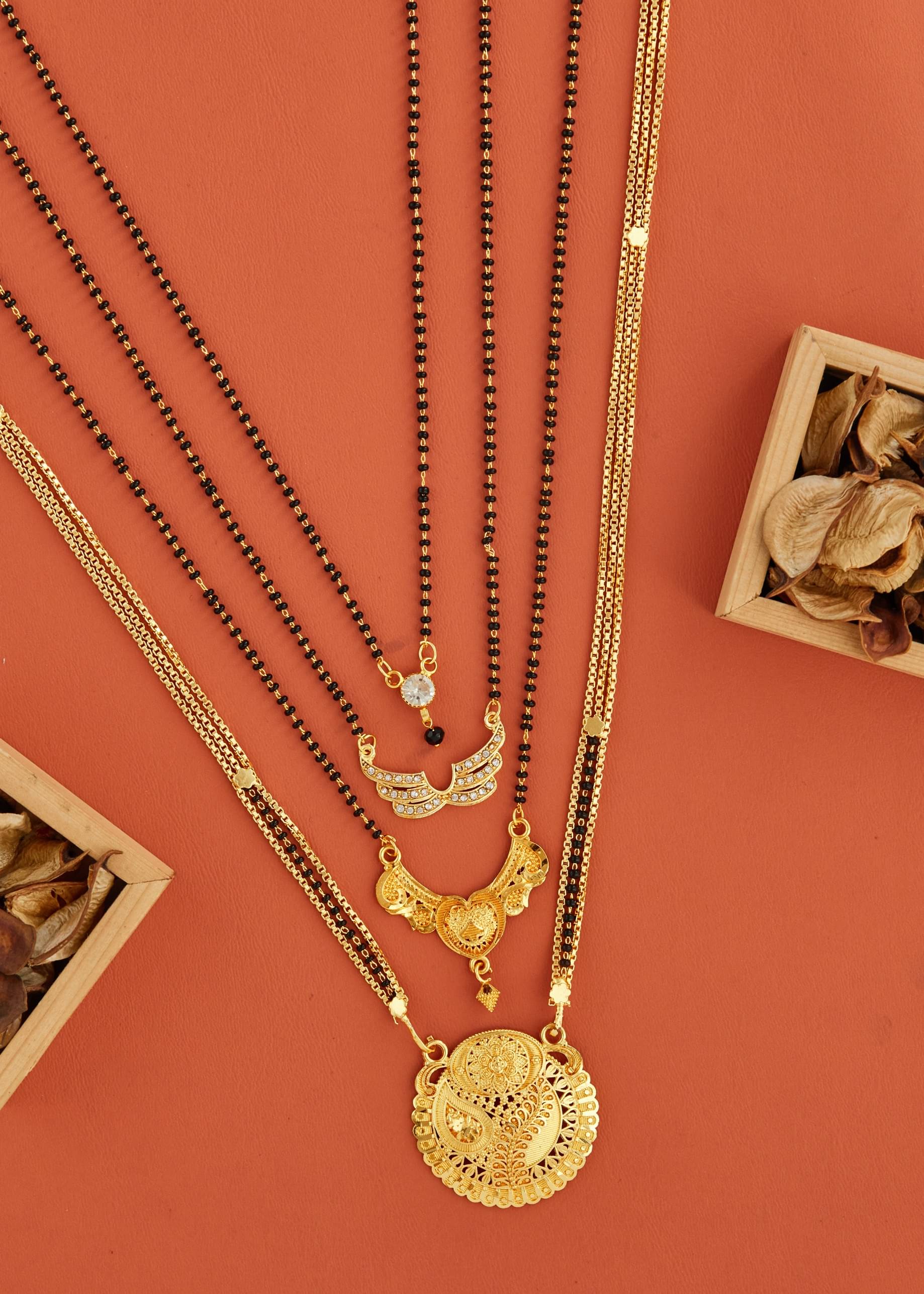     			KIEICE Golden Mangalsutra Set ( Pack of 4 )