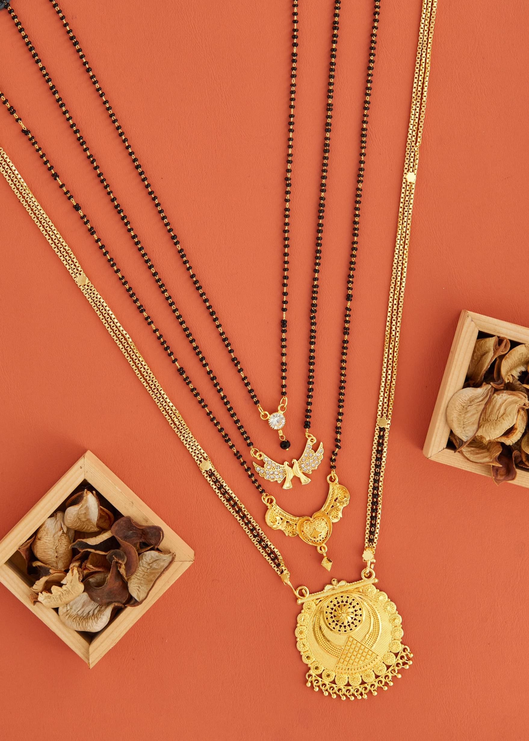 KIEICE Golden Mangalsutra Set ( Pack of 4 )     			KIEICE Golden Mangalsutra Set ( Pack of 4 )