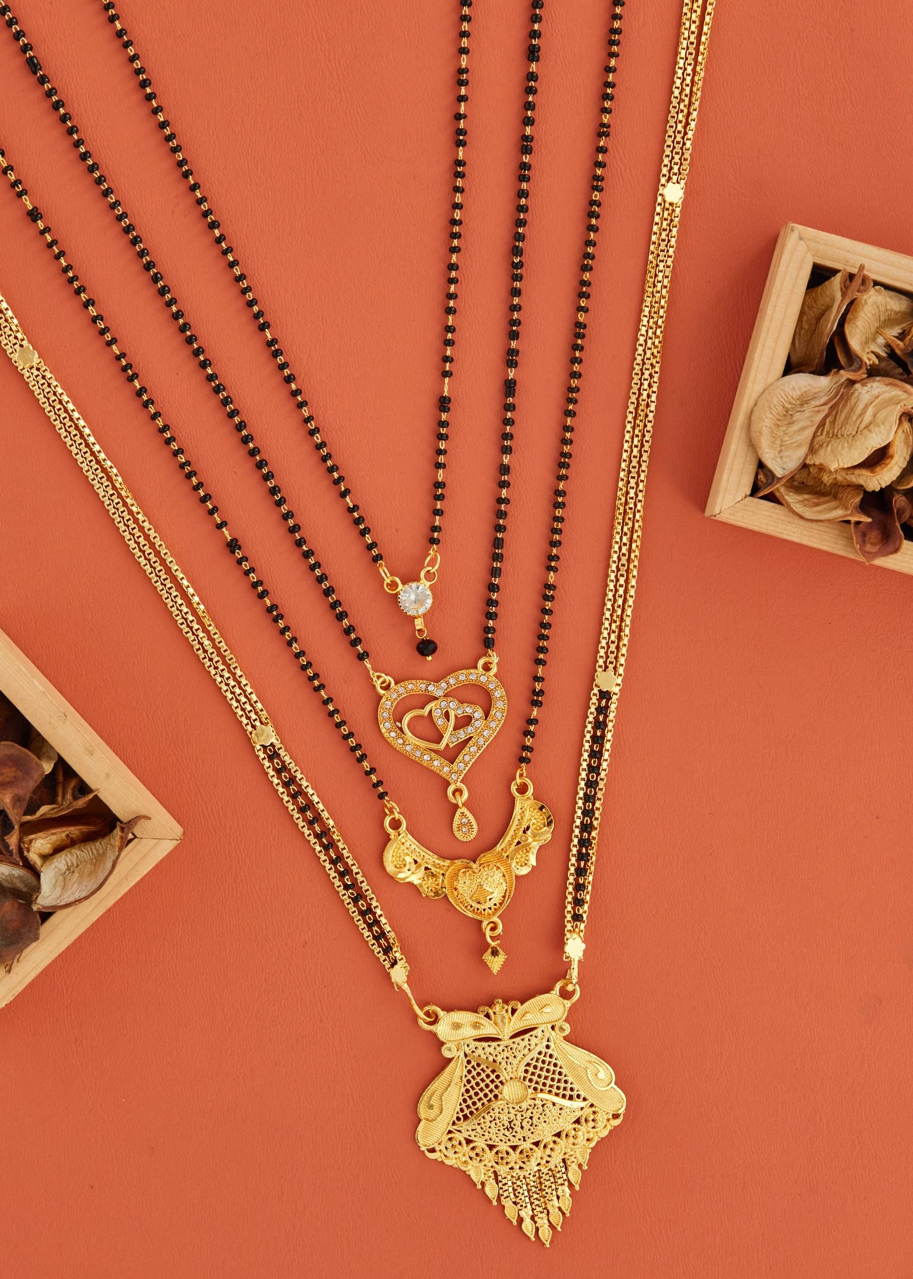     			KIEICE Golden Mangalsutra Set ( Pack of 4 )