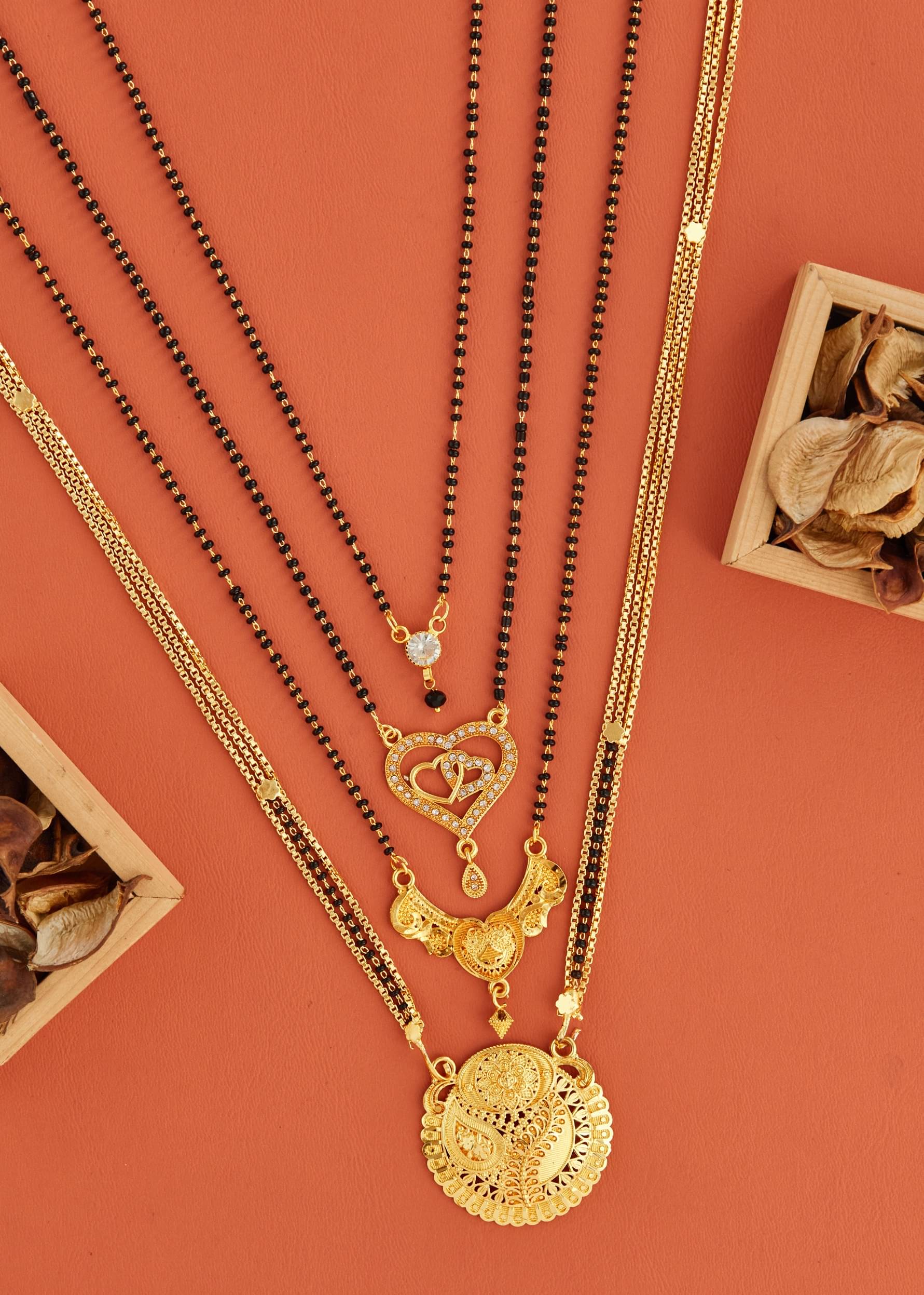     			KIEICE Golden Mangalsutra Set ( Pack of 4 )
