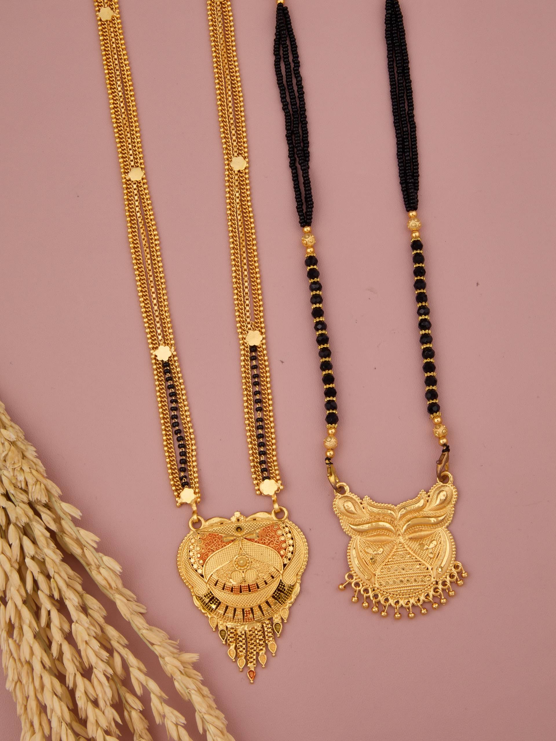 KIEICE Golden Mangalsutra Set ( Pack of 2 )     			KIEICE Golden Mangalsutra Set ( Pack of 2 )