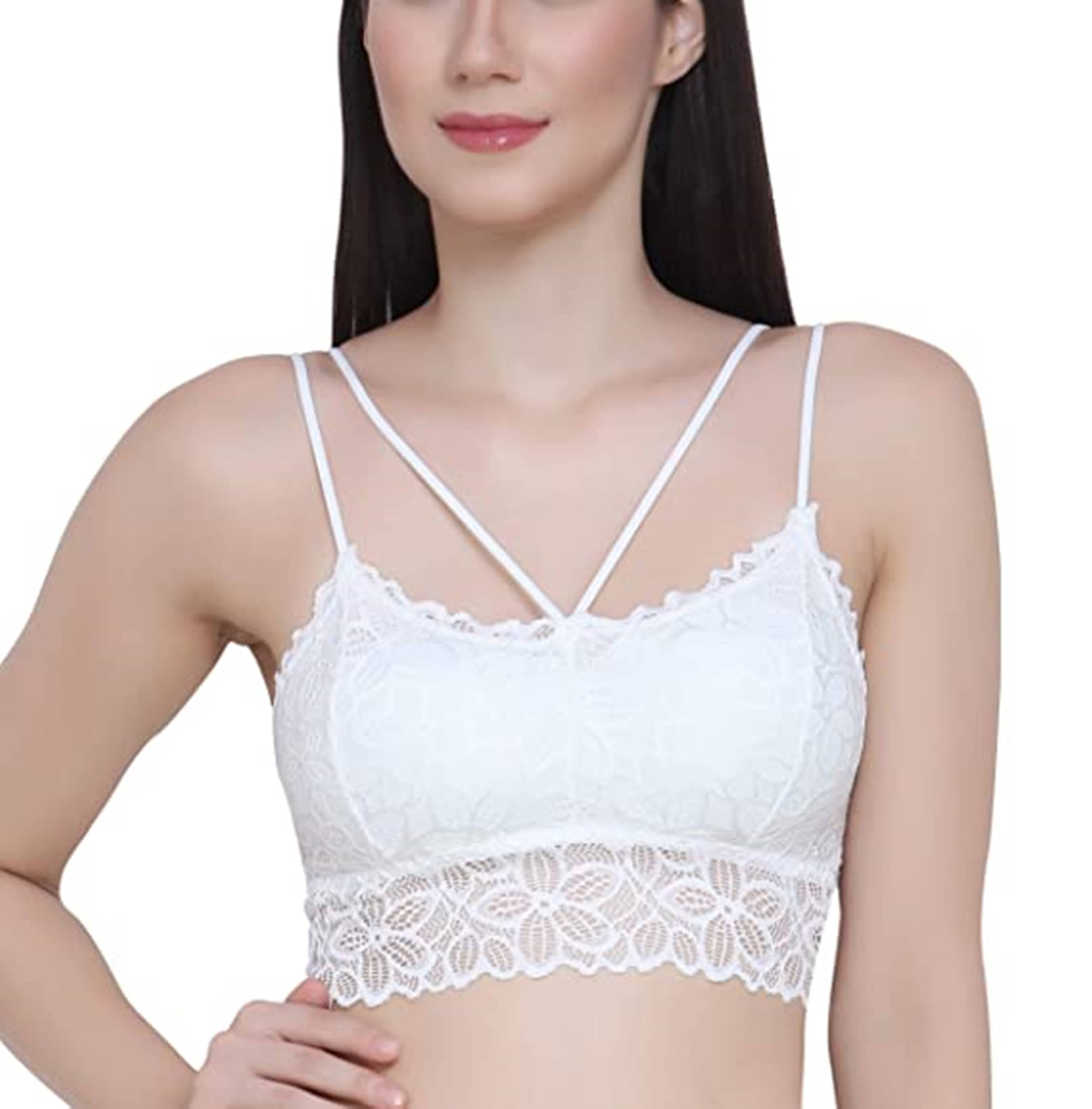 Kamini Pack of 1 Lace Lightly Padded Bralette Bra For Women ( White ) Kamini Pack of 1 Lace Lightly Padded Bralette Bra For Women ( White )