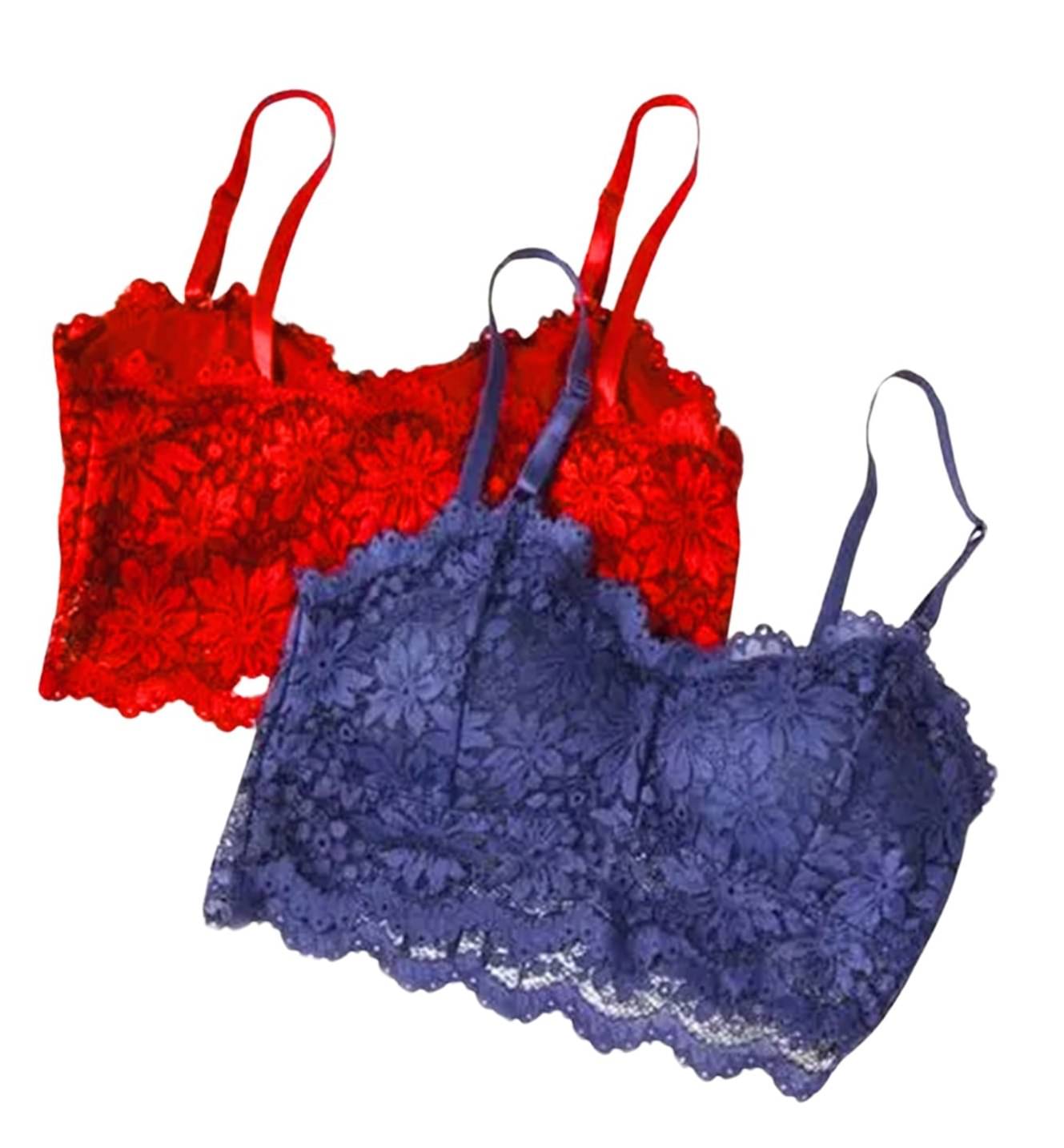     			Kamini Pack of 2 Lace Lightly Padded Bralette Bra For Women ( Multicolor7 )