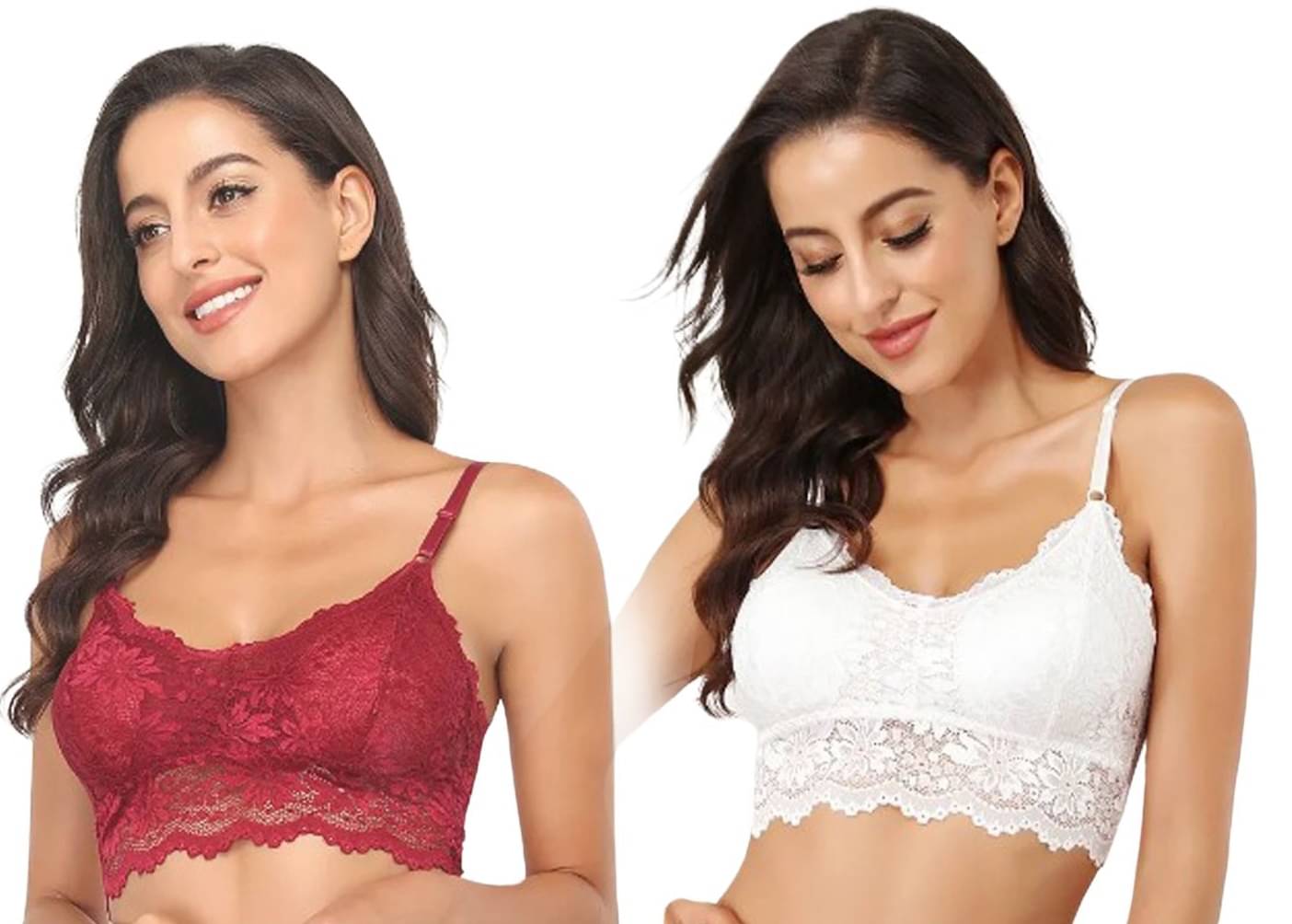 Kamini Pack of 2 Lace Lightly Padded Bralette Bra For Women ( Multicolor8 )     			Kamini Pack of 2 Lace Lightly Padded Bralette Bra For Women ( Multicolor8 )