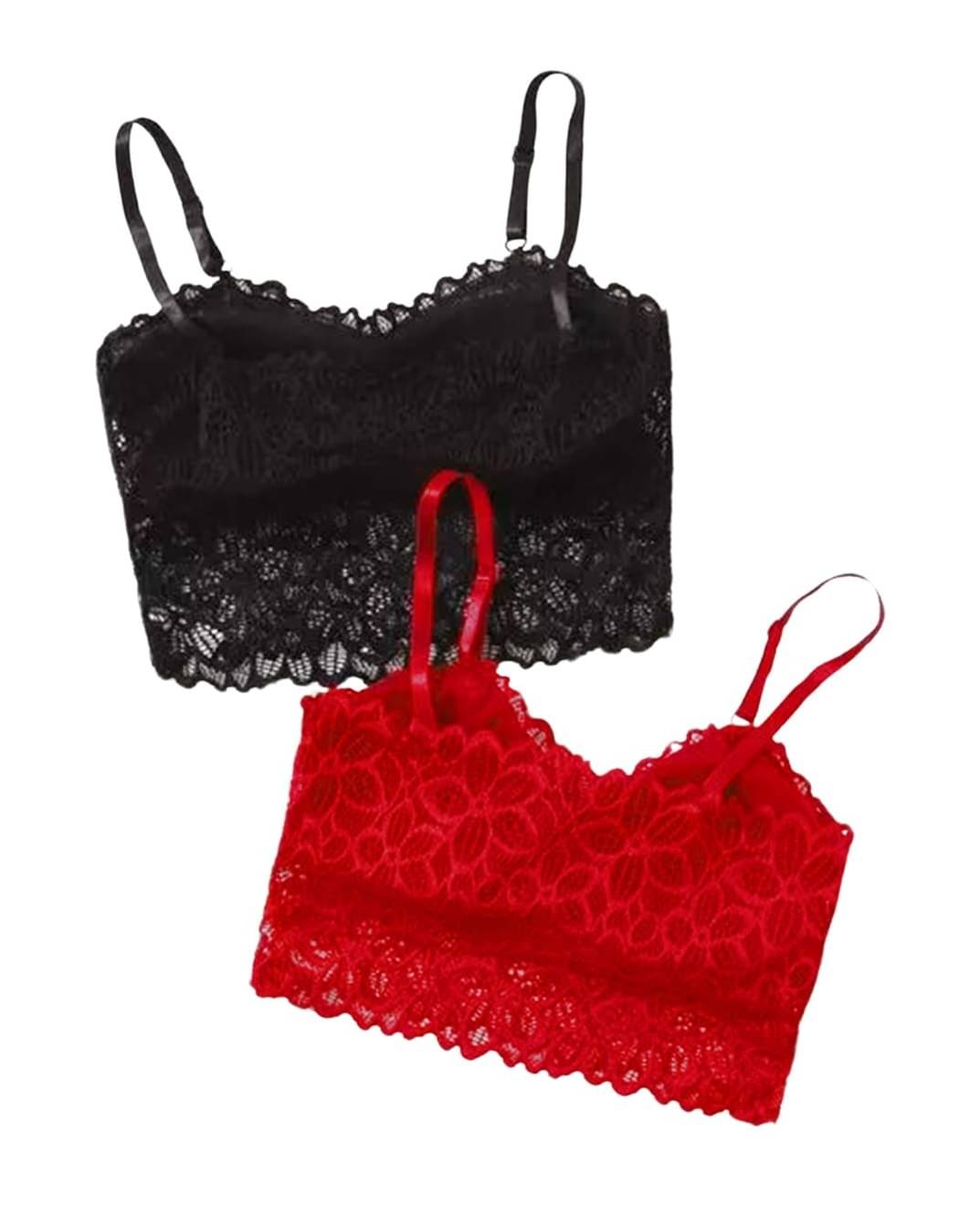 Kamini Pack of 2 Lace Lightly Padded Bralette Bra For Women ( Multicolor4 ) Kamini Pack of 2 Lace Lightly Padded Bralette Bra For Women ( Multicolor4 )