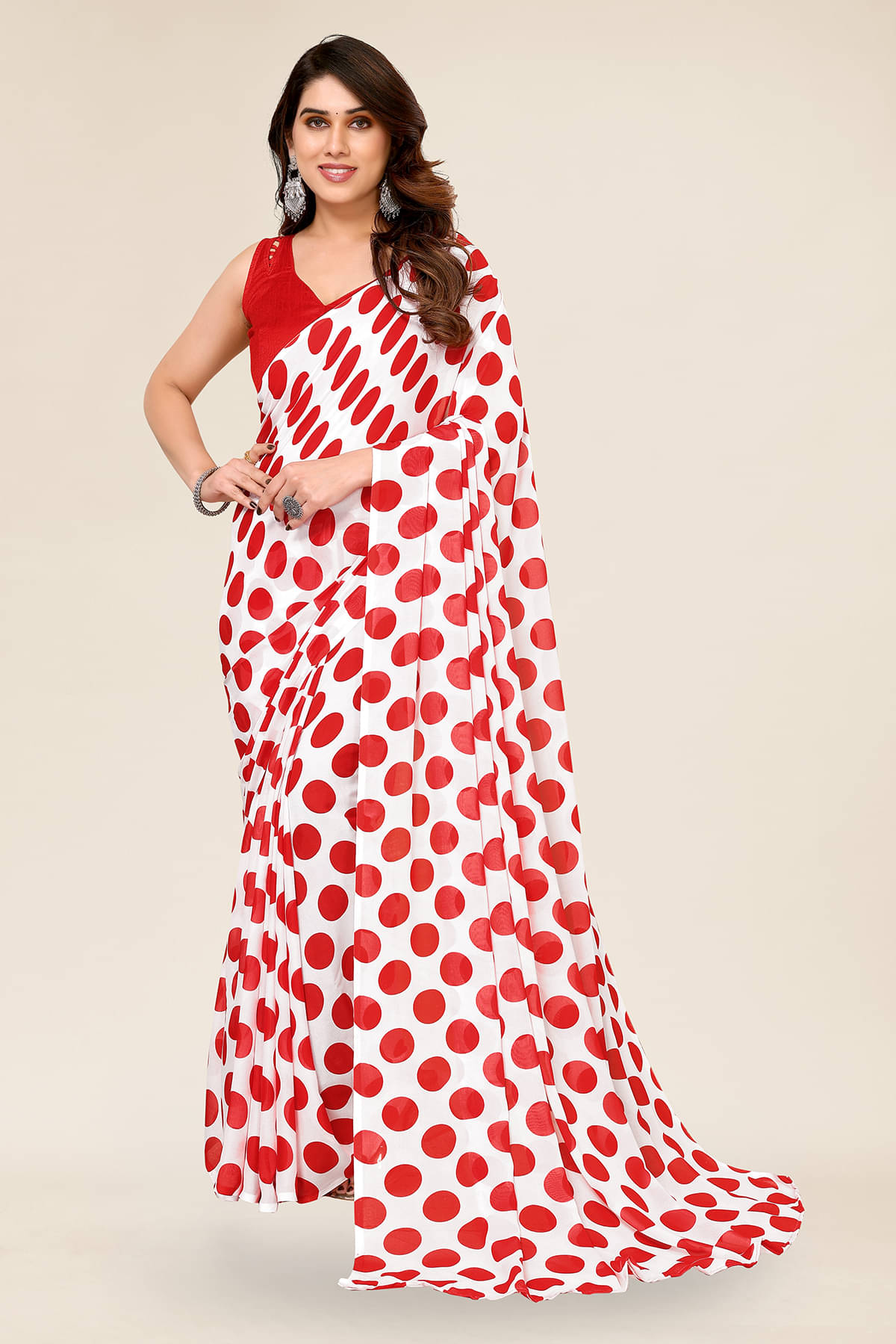 Kashvi Sarees Georgette Printed Chanderi saree With Unstitched Blouse Piece ( White ) Kashvi Sarees Georgette Printed Chanderi saree With Unstitched Blouse Piece ( White )