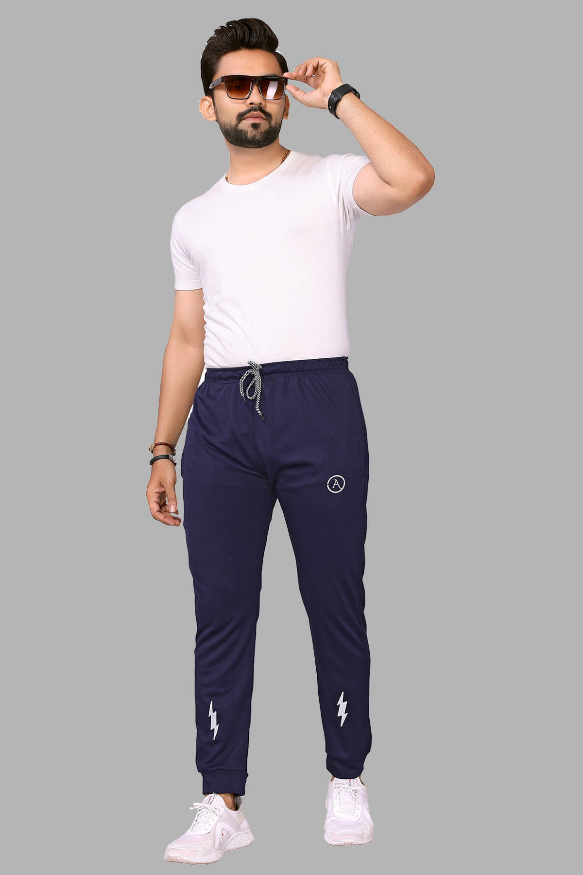 Kashvi Sarees Navy Blue Lycra Men's Trackpants ( Pack of 1 ) Kashvi Sarees Navy Blue Lycra Men's Trackpants ( Pack of 1 )