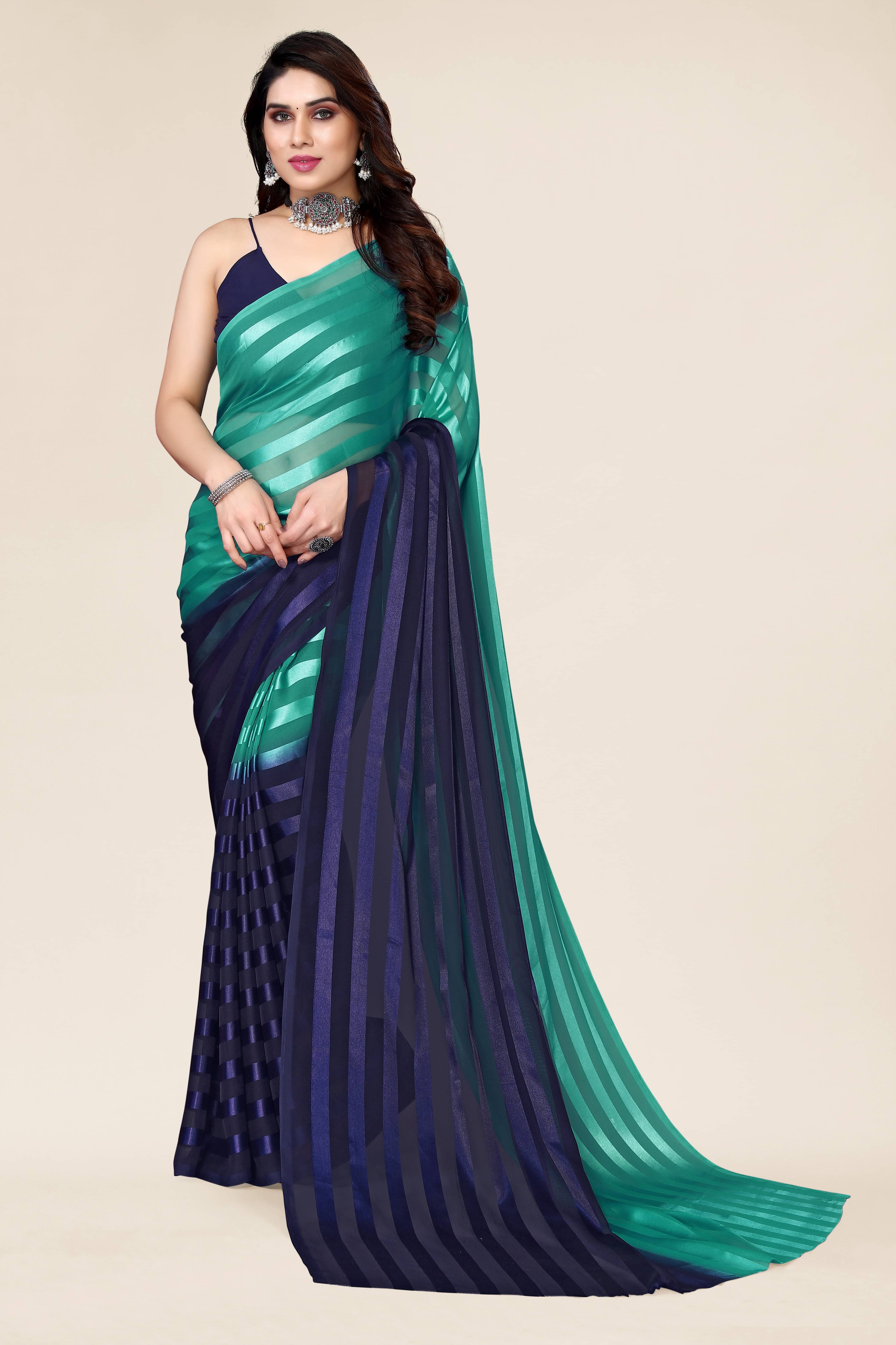     			Kashvi Sarees Satin Embellished Kasavu Saree With Unstitched Blouse Piece ( Green )
