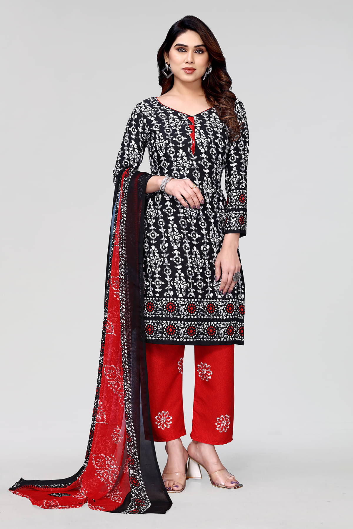     			Kashvi Sarees Women Crepe Unstitched Dress Material ( Black )