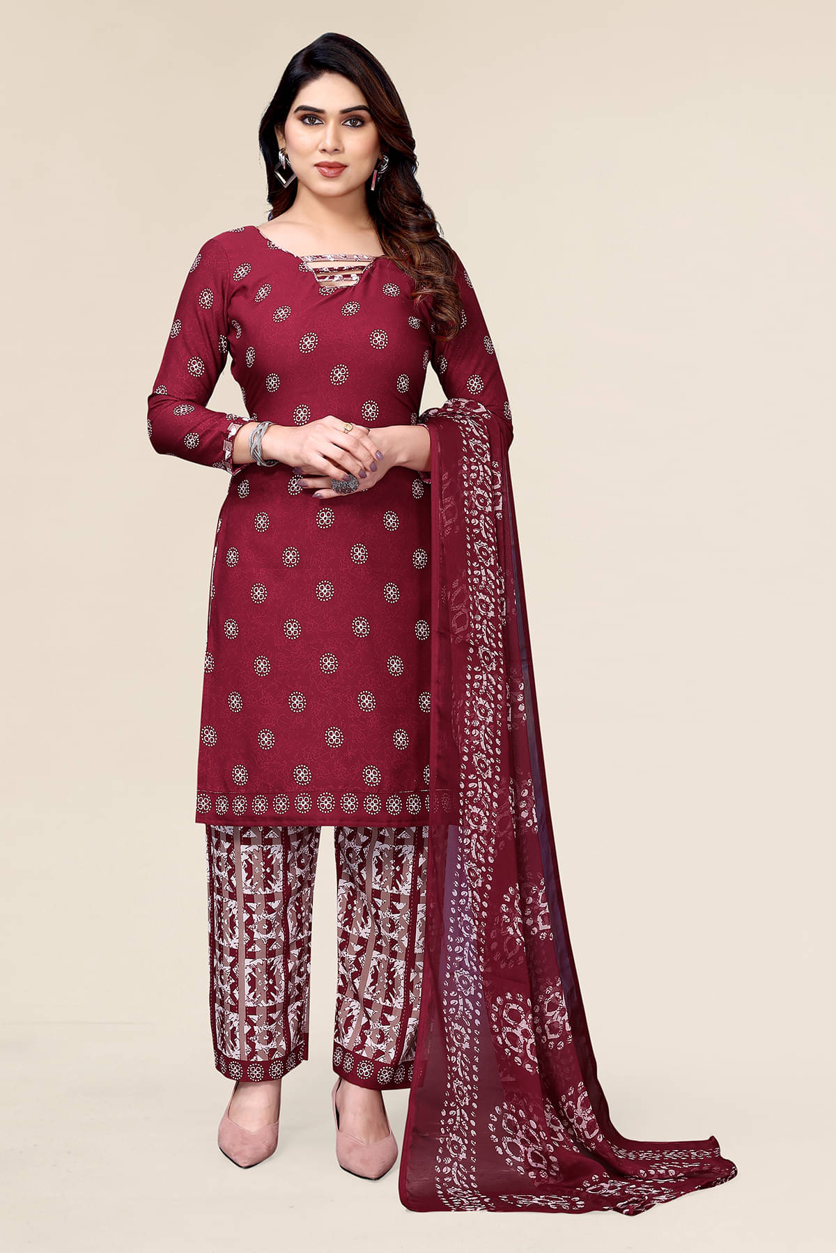 Kashvi Sarees Women Crepe Unstitched Dress Material ( Multicolor ) Kashvi Sarees Women Crepe Unstitched Dress Material ( Multicolor )