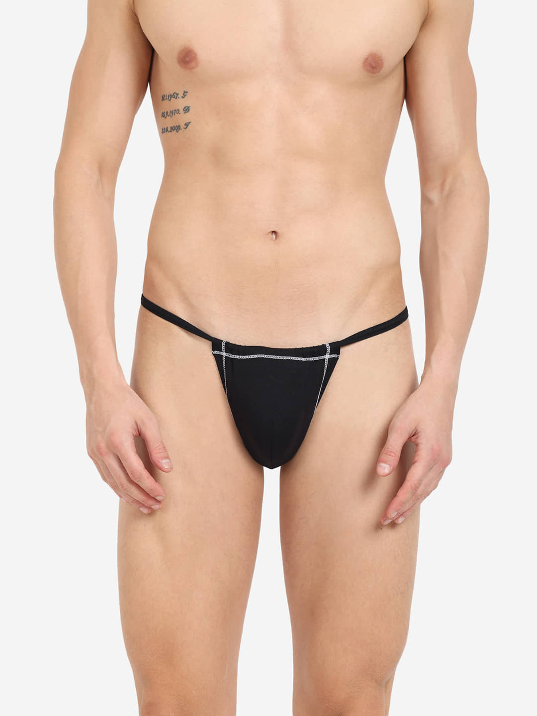 La Intimo Pack of 1 Cotton Blend G-String For Men's ( Black )