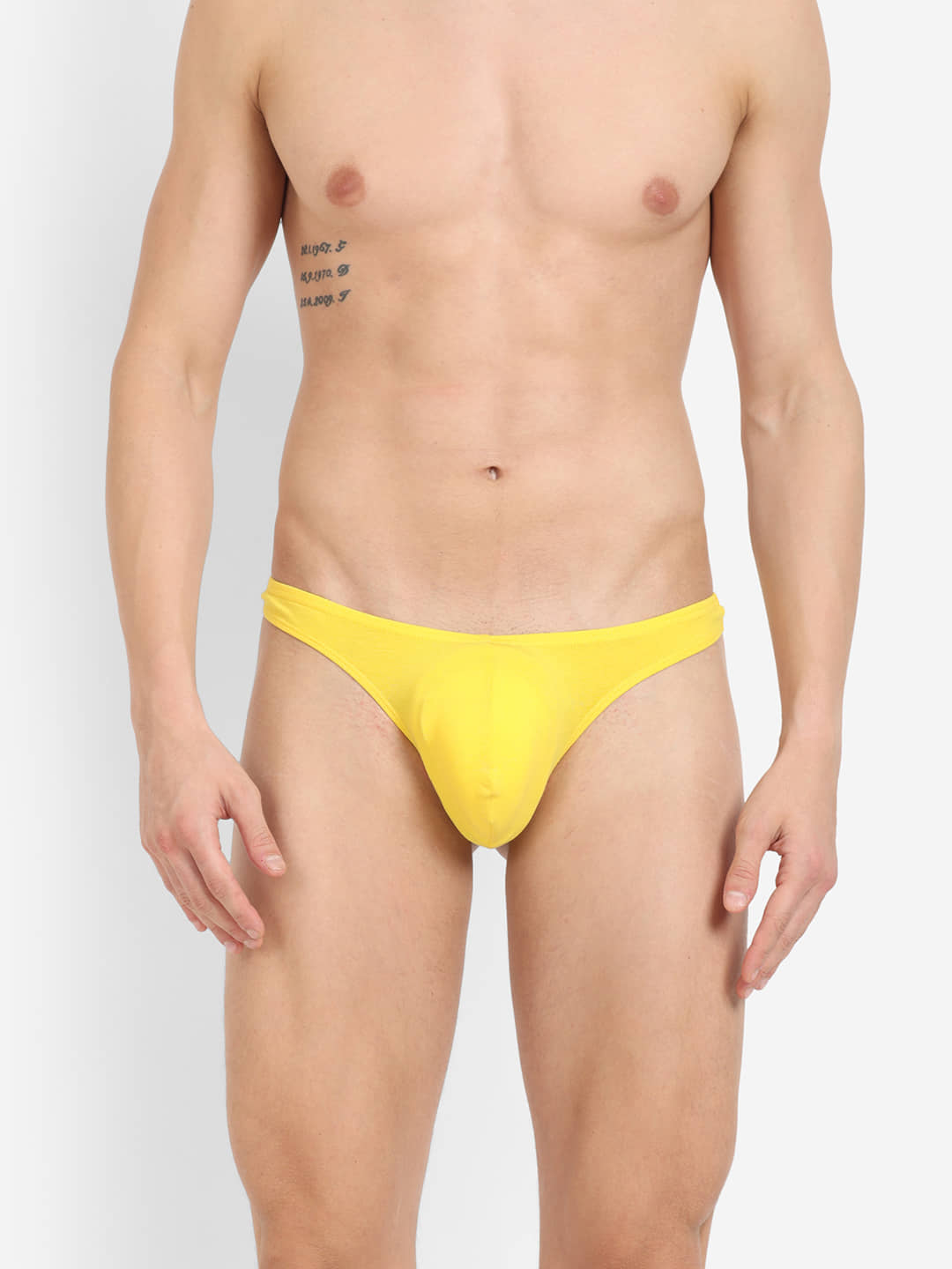 La Intimo Pack of 1 Cotton Blend Thongs For Men's ( Yellow )