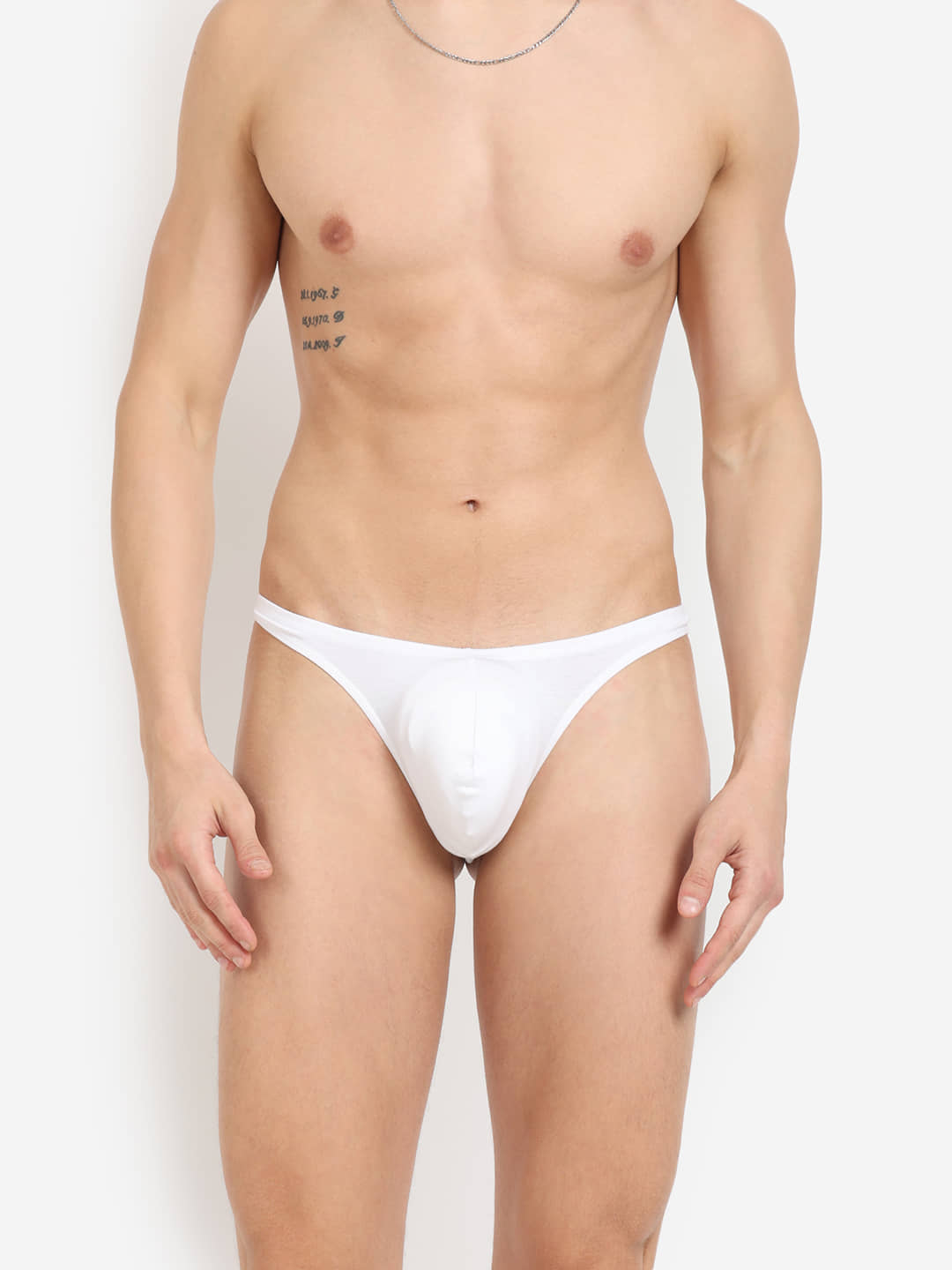 La Intimo Pack of 1 Cotton Blend Thongs For Men's ( White )