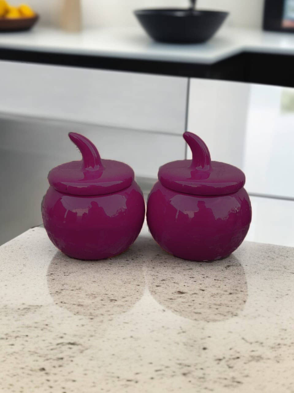 Malaikah Sld Wne Lid Jar Pk 2 Ceramic Wine Spice Container ( Set of 2 ) Malaikah Sld Wne Lid Jar Pk 2 Ceramic Wine Spice Container ( Set of 2 )