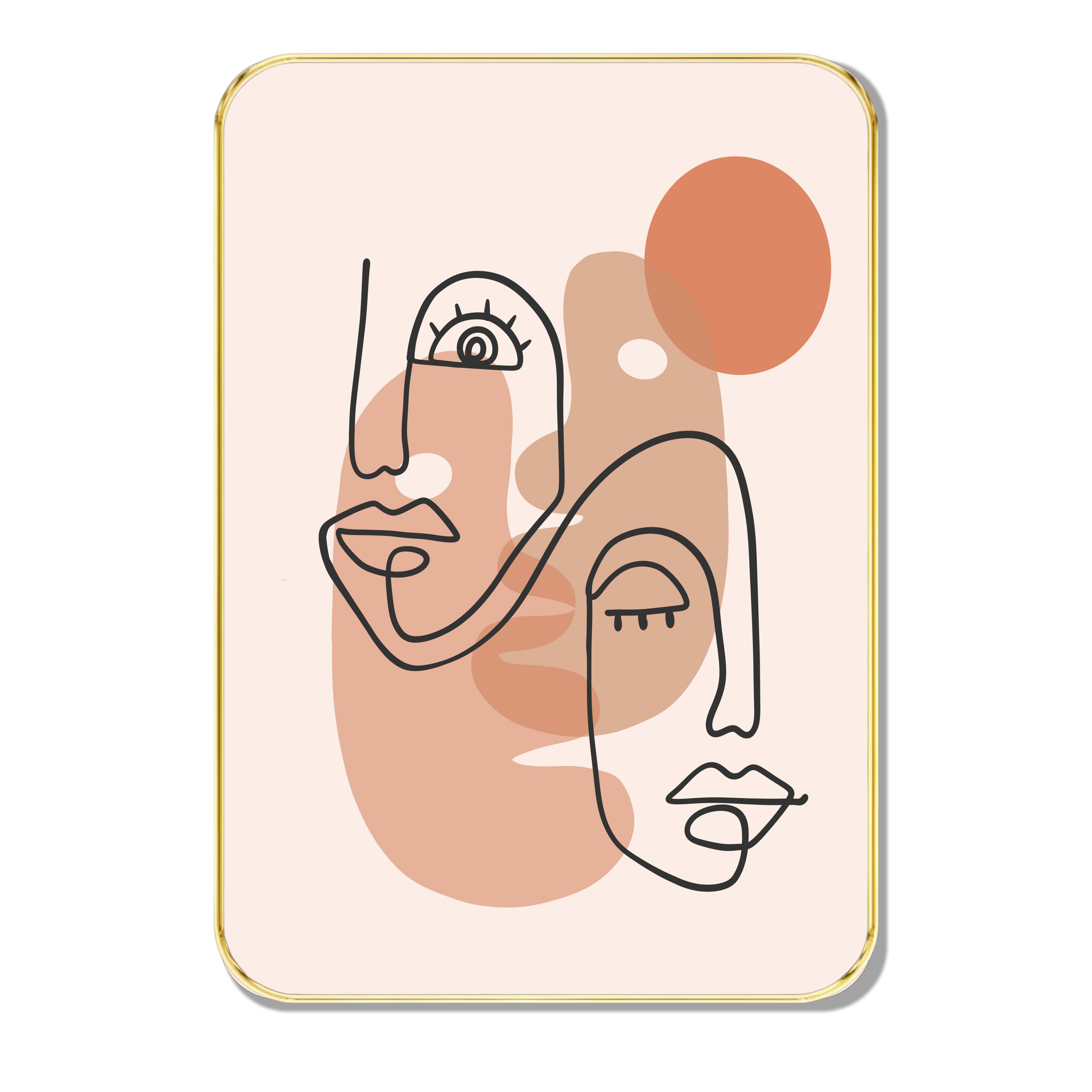 Minimal Abstract Line Art Wall Painting | Modern Face Drawing with Beige & Terracotta Accents | Contemporary Gold Framed Wall Art Minimal Abstract Line Art Wall Painting | Modern Face Drawing with Beige & Terracotta Accents | Contemporary Gold Framed Wall Art