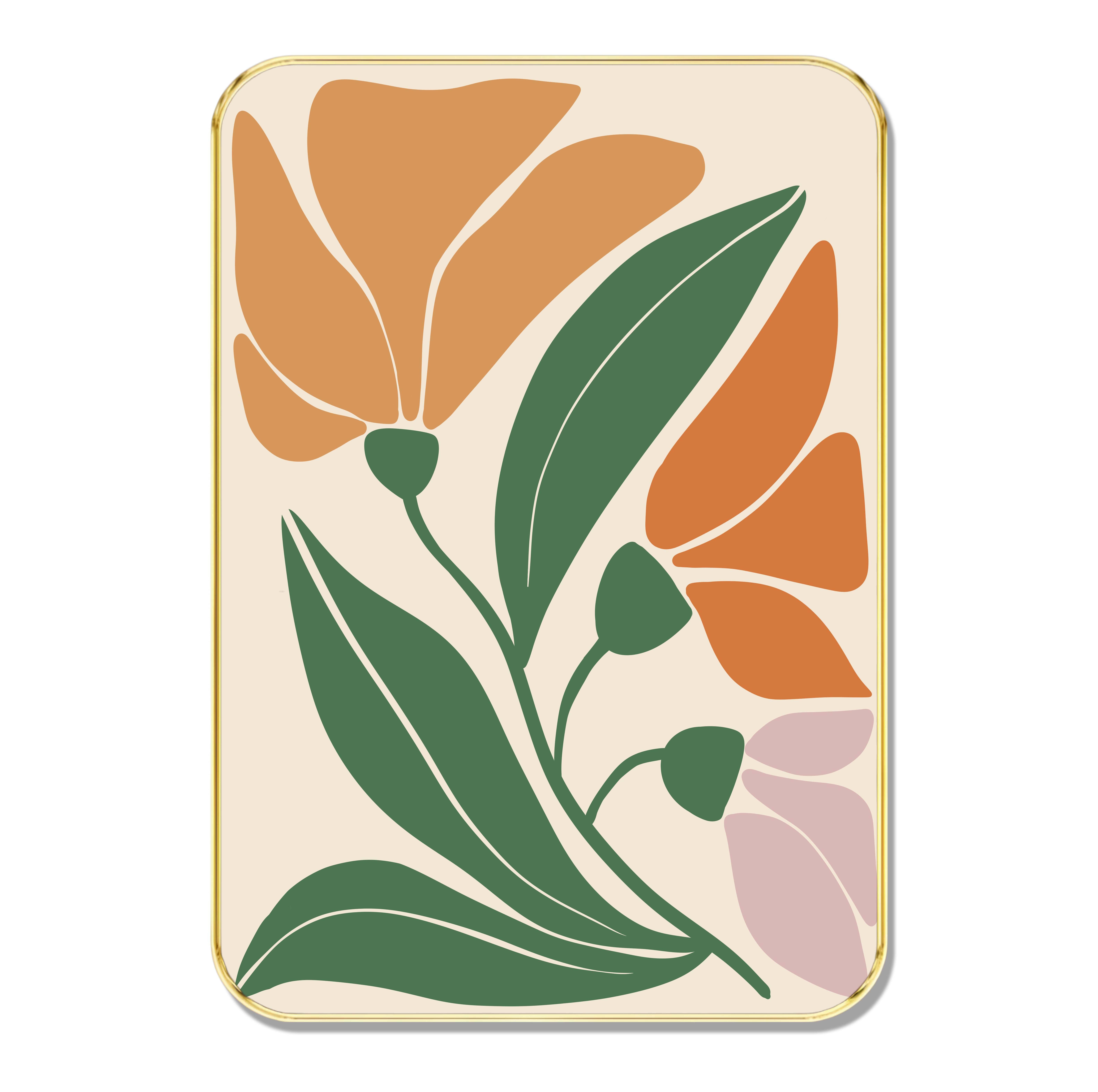     			Modern Abstract Floral Wall Art – Colorful Minimalist Flower Painting with Green Leaves | Framed Botanical Artwork for Living Room, Bedroom & Office