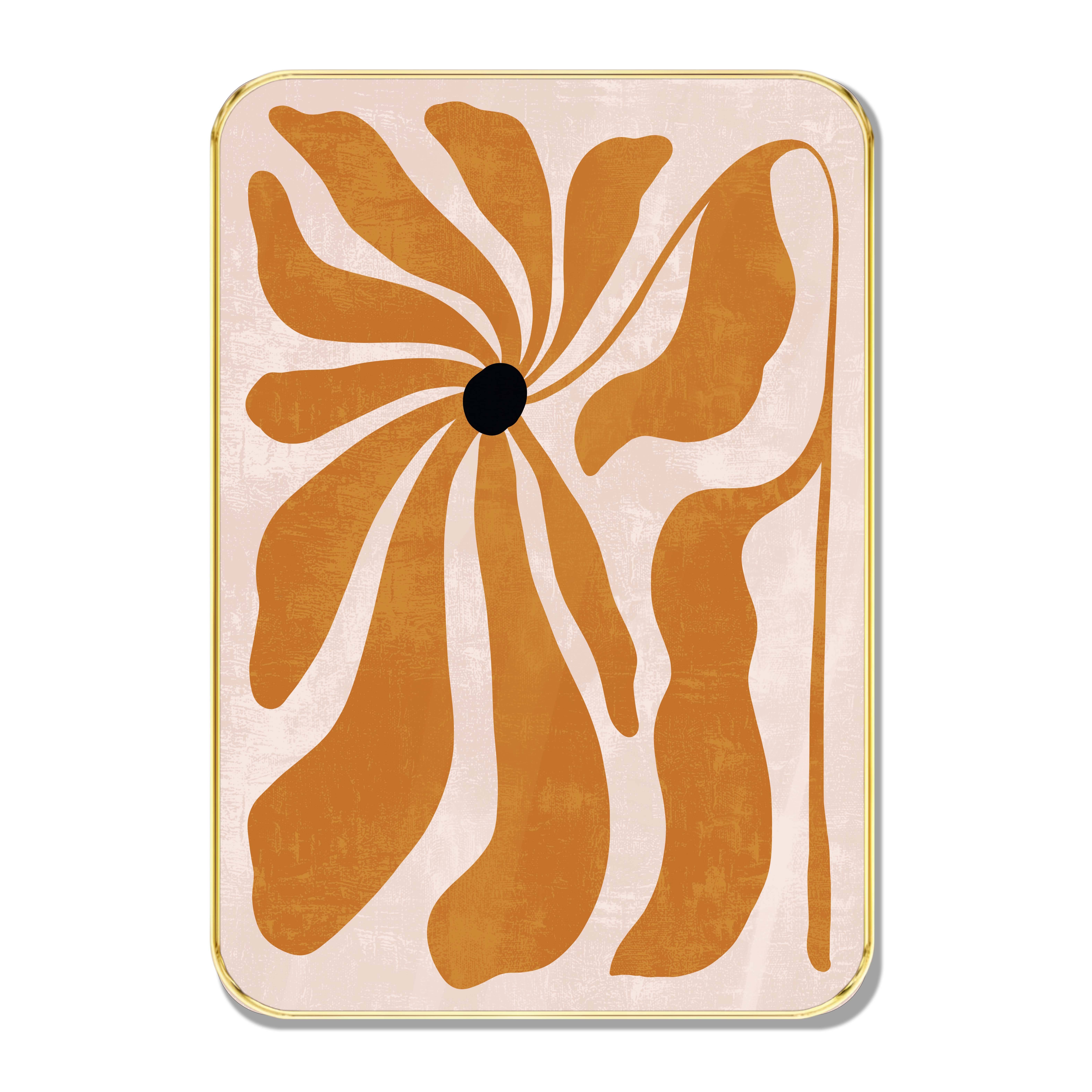     			Modern Abstract Orange Floral Wall Art | Framed Painting | Minimalist Botanical Wall Decor for Living Room, Bedroom & Home Office | Premium Print with Golden Frame