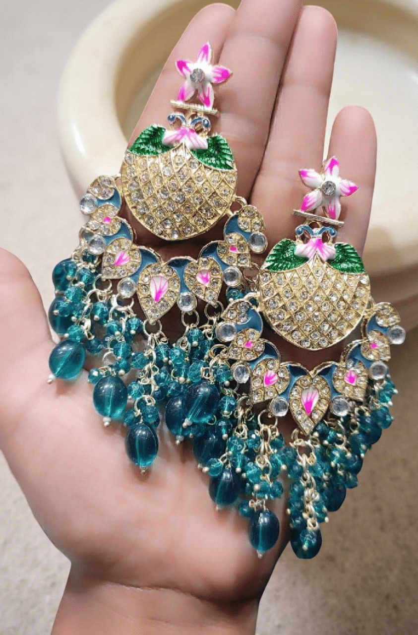    			Padmawati Sky Blue Chandelier Earrings ( Pack of 1 )