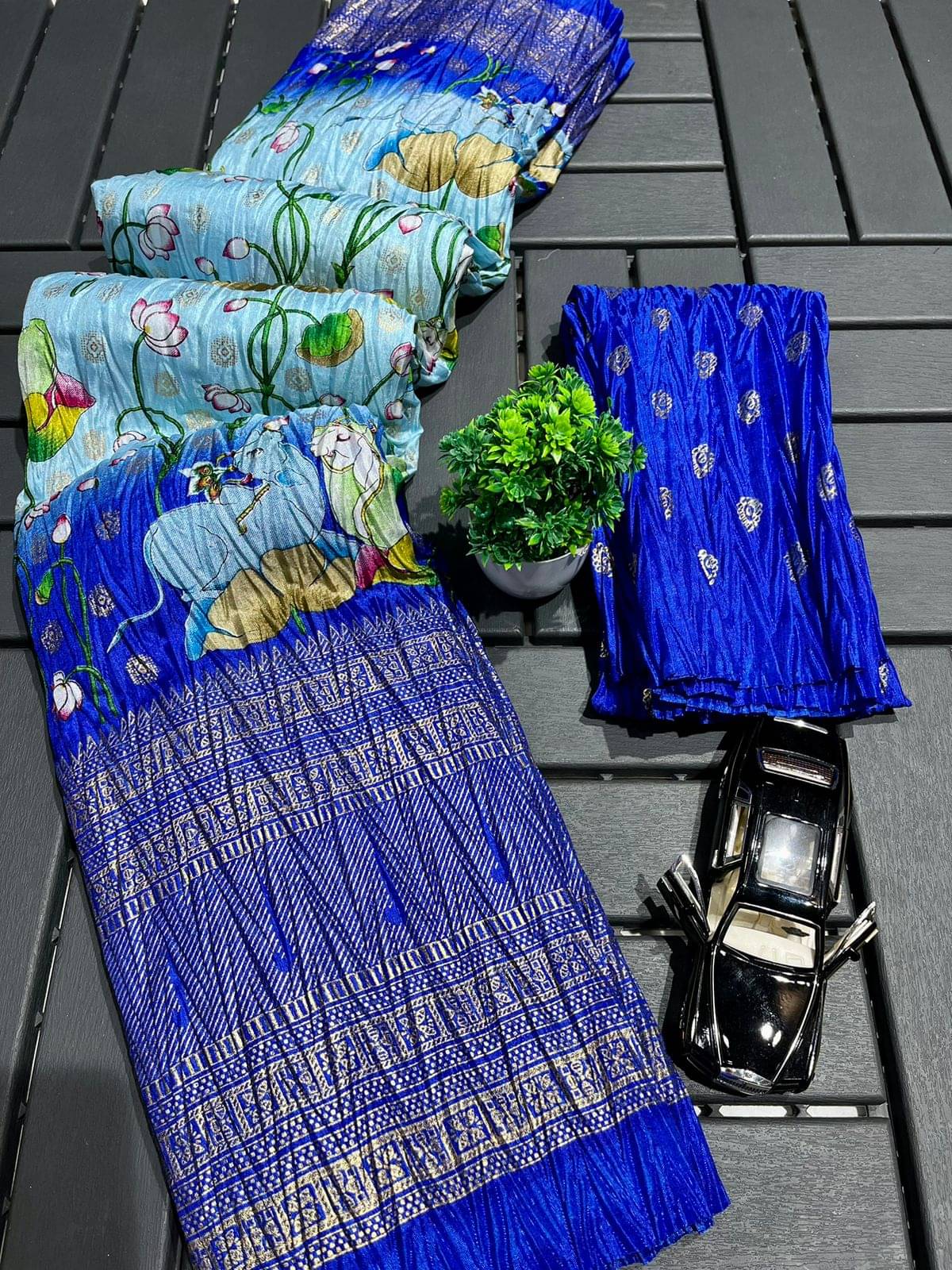 R K S M Art Silk Printed Saree With Unstitched Blouse Piece ( Blue ) R K S M Art Silk Printed Saree With Unstitched Blouse Piece ( Blue )