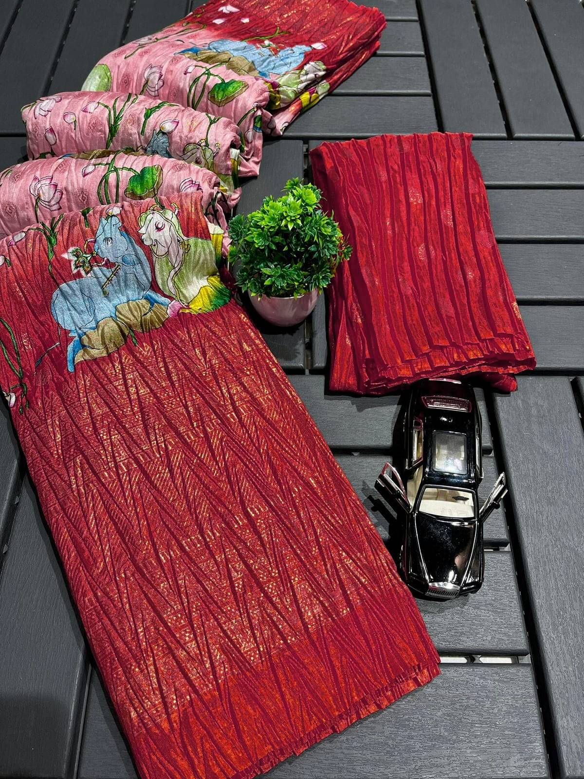 R K S M Art Silk Printed Saree With Unstitched Blouse Piece ( Red ) R K S M Art Silk Printed Saree With Unstitched Blouse Piece ( Red )