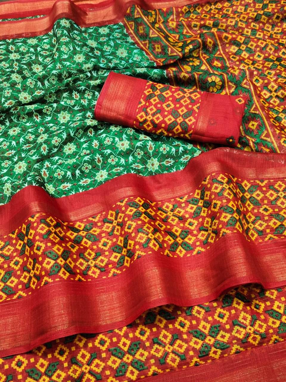 R K S M Cotton Silk Printed Saree With Unstitched Blouse Piece ( Green ) R K S M Cotton Silk Printed Saree With Unstitched Blouse Piece ( Green )