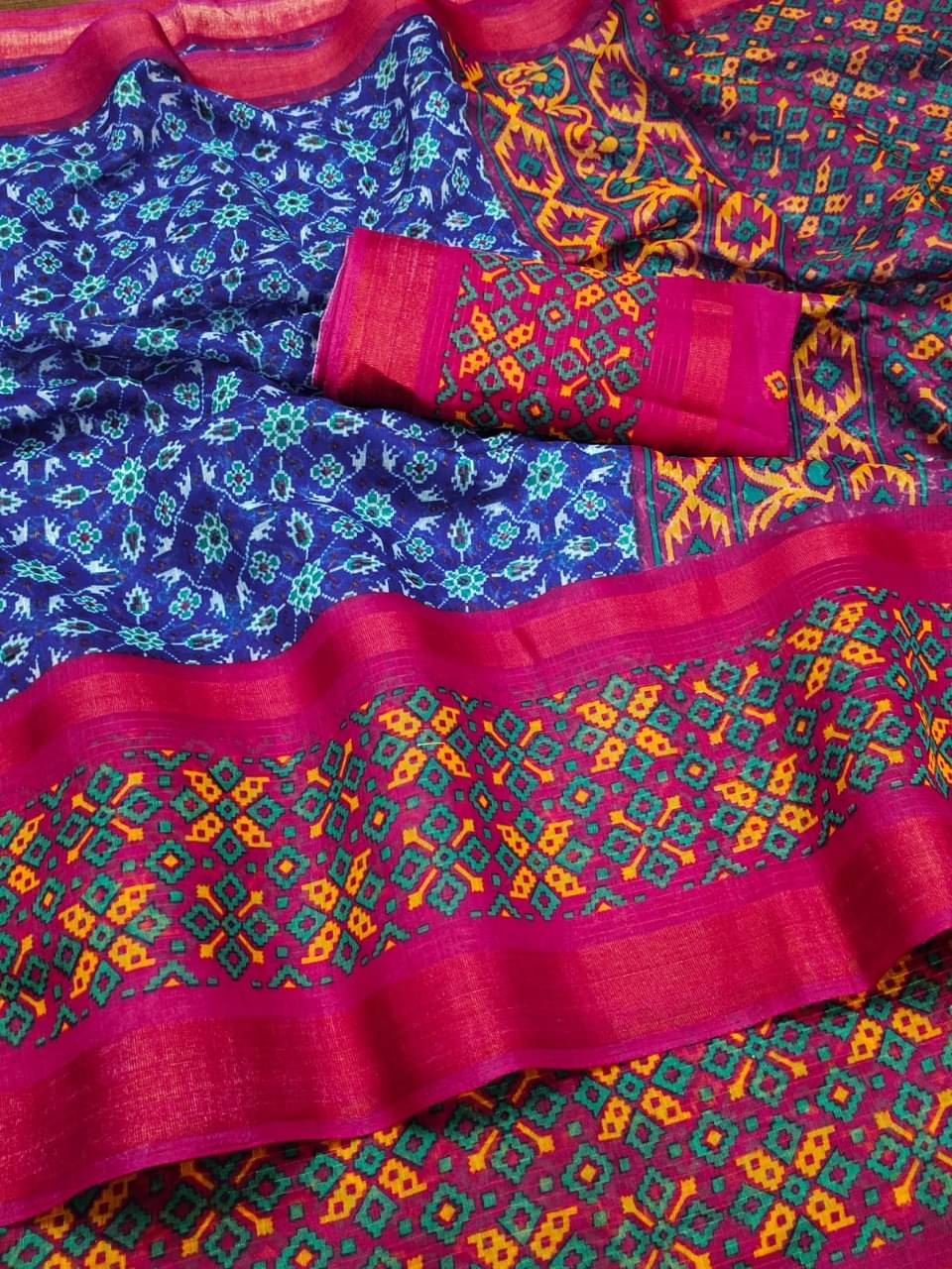 R K S M Cotton Silk Printed Saree With Unstitched Blouse Piece ( Blue ) R K S M Cotton Silk Printed Saree With Unstitched Blouse Piece ( Blue )