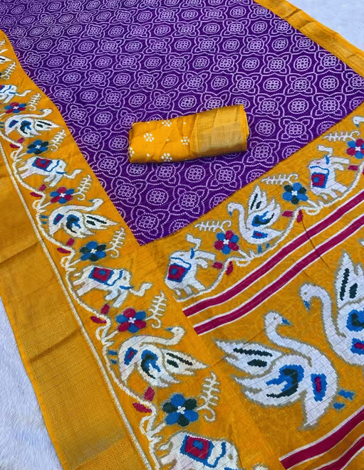     			R K S M Cotton Printed Saree With Unstitched Blouse Piece ( Lavender )
