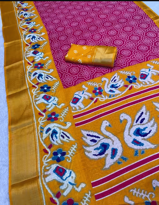     			R K S M Cotton Printed Saree With Unstitched Blouse Piece ( Pink )