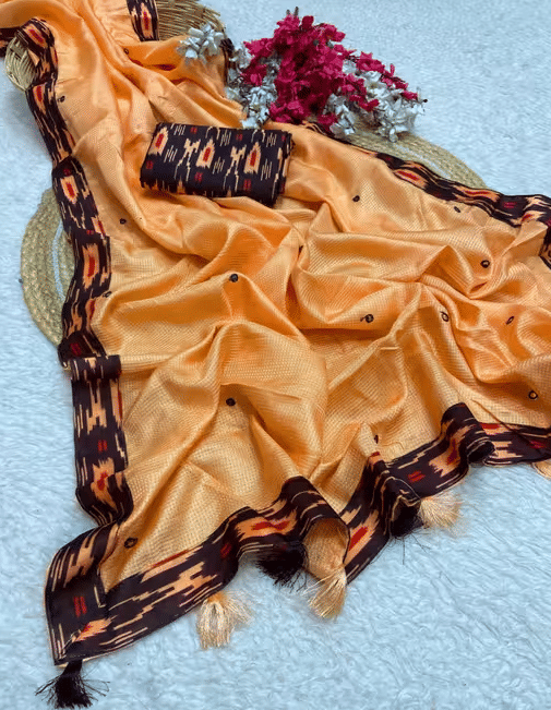 R K S M Jute Solid Saree With Unstitched Blouse Piece ( Orange ) R K S M Jute Solid Saree With Unstitched Blouse Piece ( Orange )