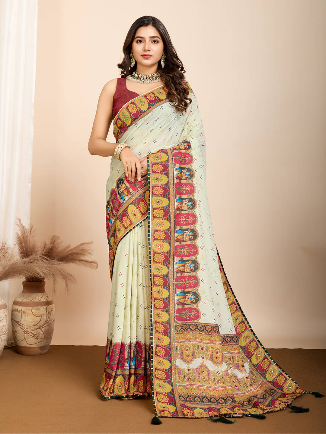 Rangtulika Ethnics Cotton Printed Banarasi saree With Unstitched Blouse Piece ( Green ) Rangtulika Ethnics Cotton Printed Banarasi saree With Unstitched Blouse Piece ( Green )