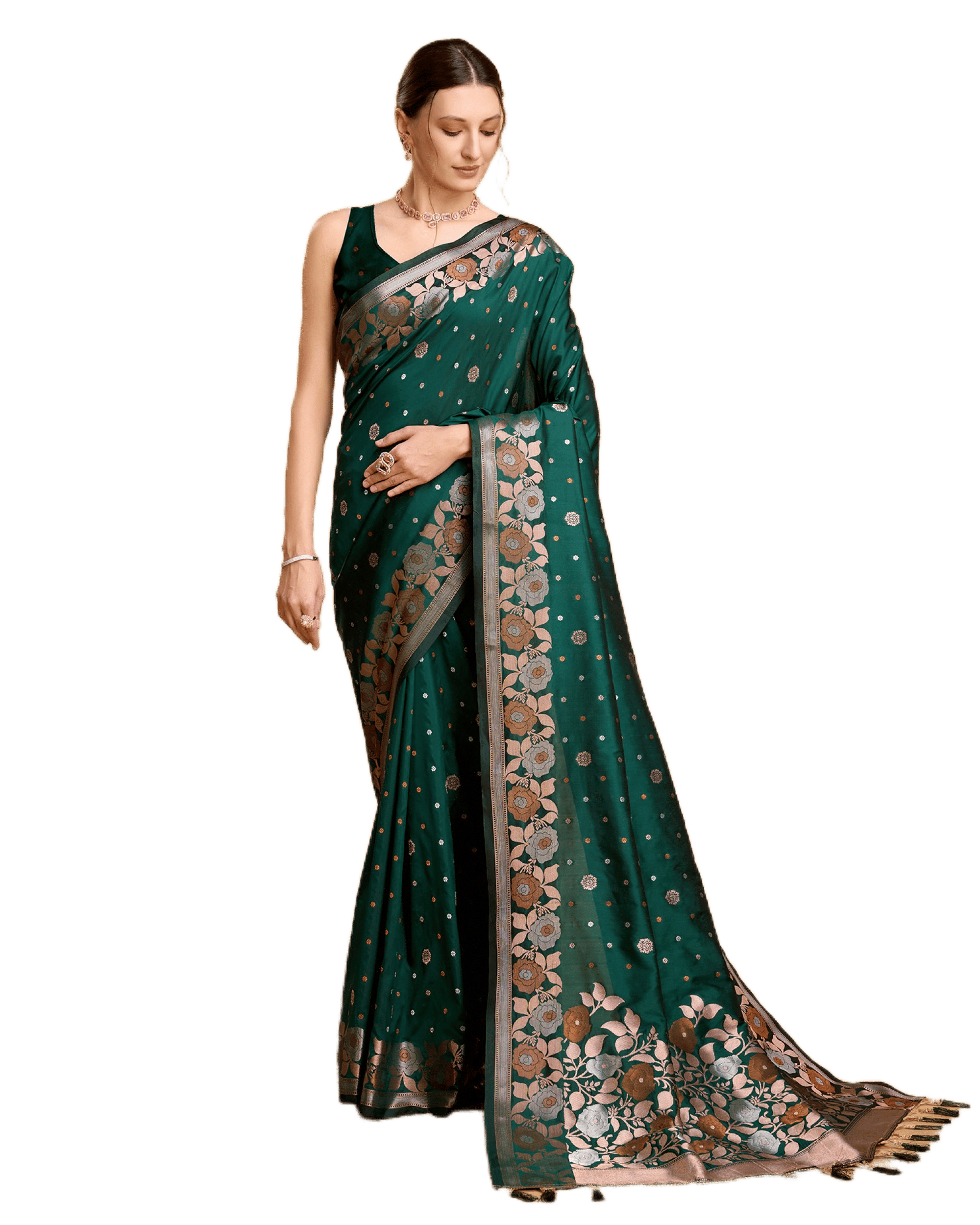 Rangtulika Ethnics Jacquard Woven Banarasi saree With Unstitched Blouse Piece ( Green )     			Rangtulika Ethnics Jacquard Woven Banarasi saree With Unstitched Blouse Piece ( Green )