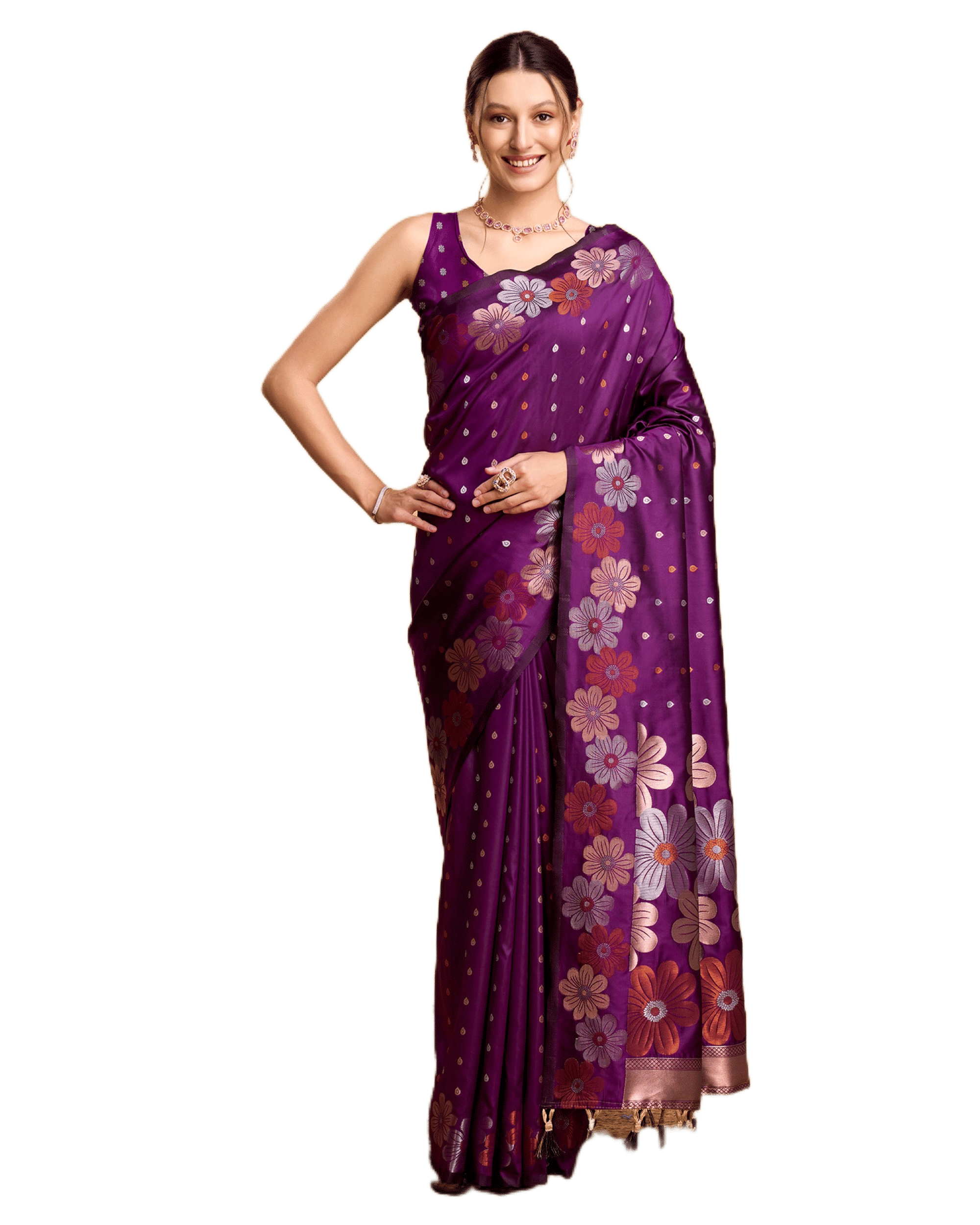 Rangtulika Ethnics Jacquard Woven Banarasi saree With Unstitched Blouse Piece ( Purple )     			Rangtulika Ethnics Jacquard Woven Banarasi saree With Unstitched Blouse Piece ( Purple )