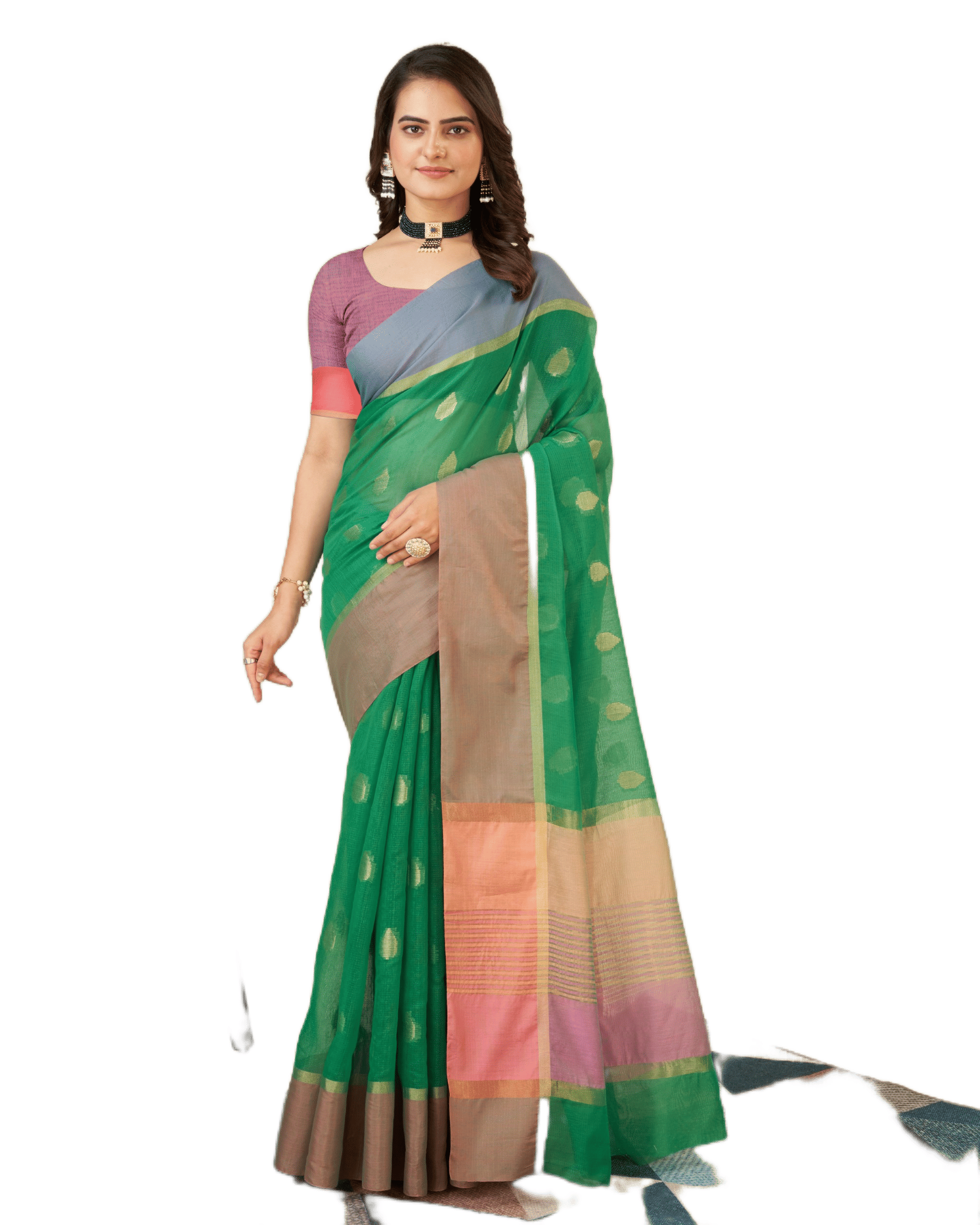    			Rangtulika Ethnics Silk Woven Banarasi saree With Unstitched Blouse Piece ( Green )