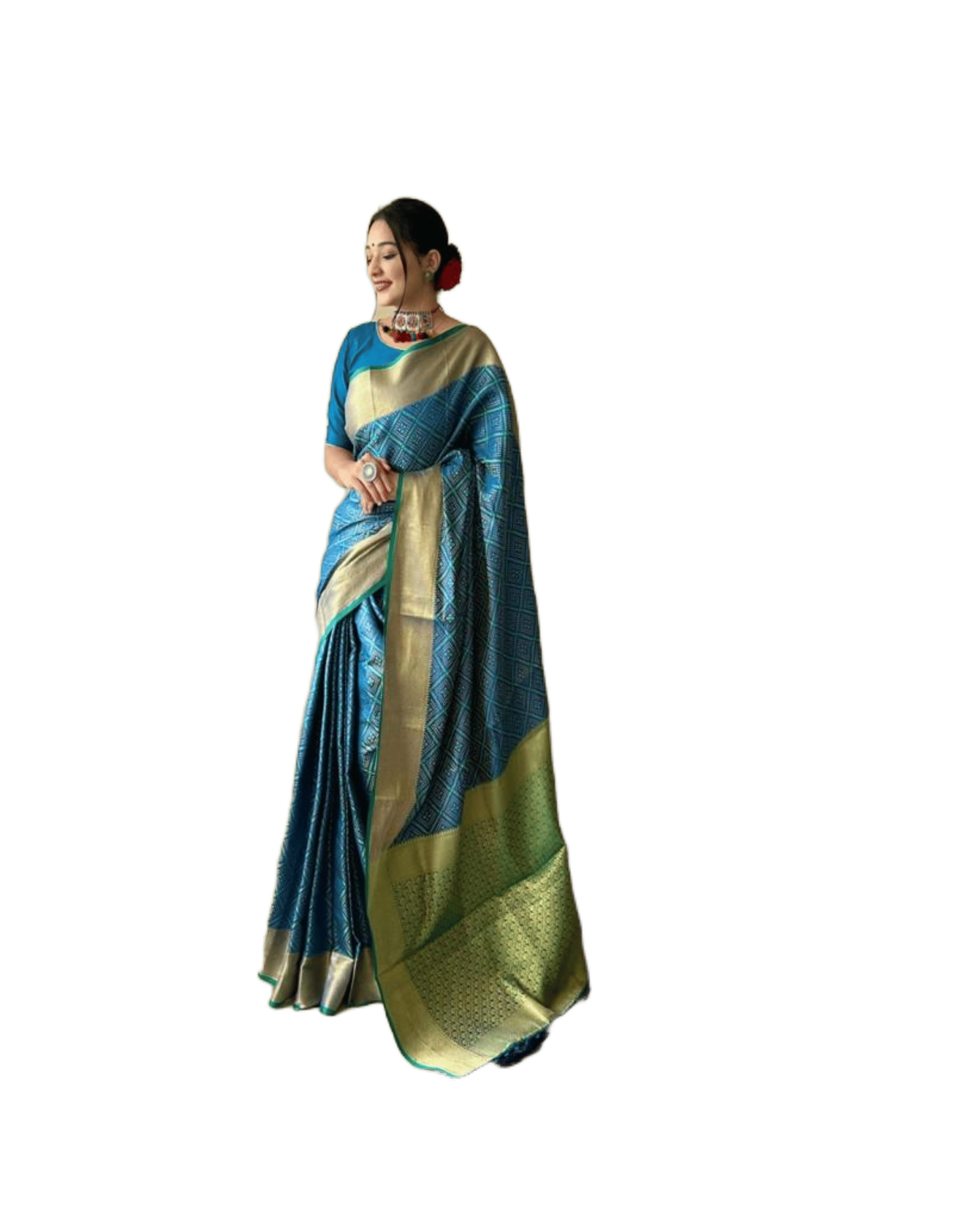 Rangtulika Ethnics Silk Woven Patola Saree With Unstitched Blouse Piece ( Teal ) Rangtulika Ethnics Silk Woven Patola Saree With Unstitched Blouse Piece ( Teal )