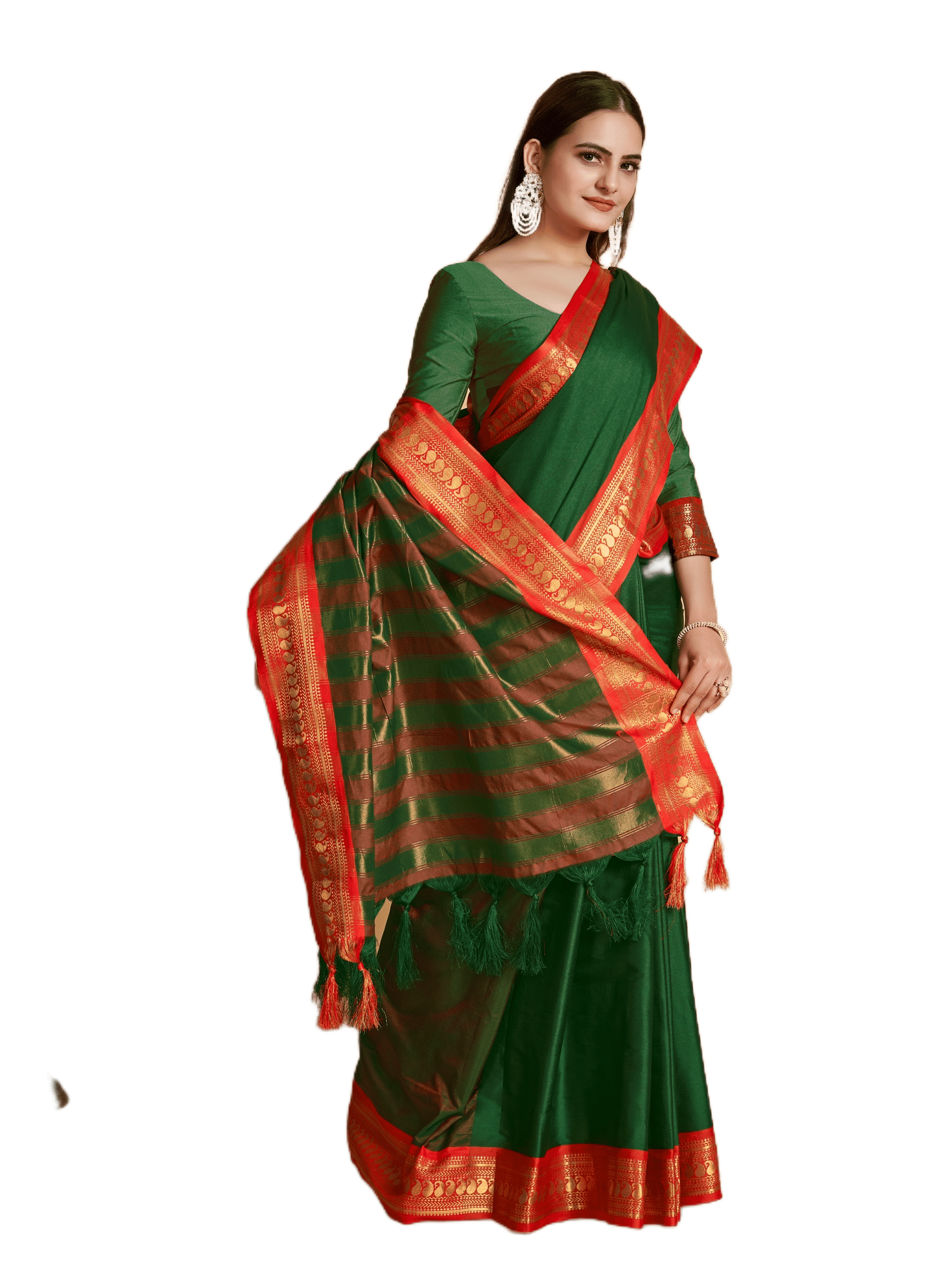 Rangtulika Ethnics Silk Woven Banarasi saree With Unstitched Blouse Piece ( Green ) Rangtulika Ethnics Silk Woven Banarasi saree With Unstitched Blouse Piece ( Green )