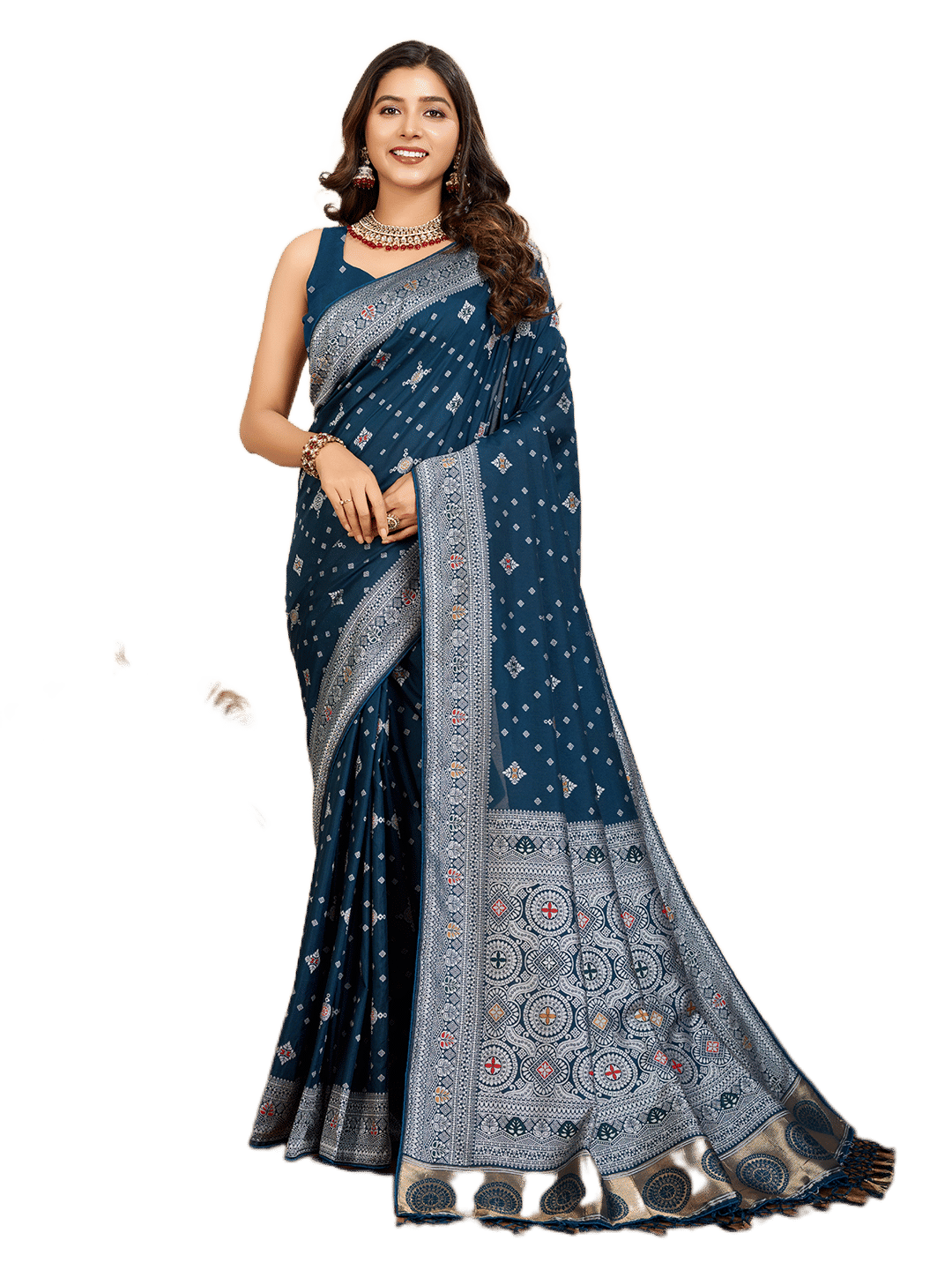     			Rangtulika Ethnics Silk Woven Banarasi saree With Unstitched Blouse Piece ( Blue )