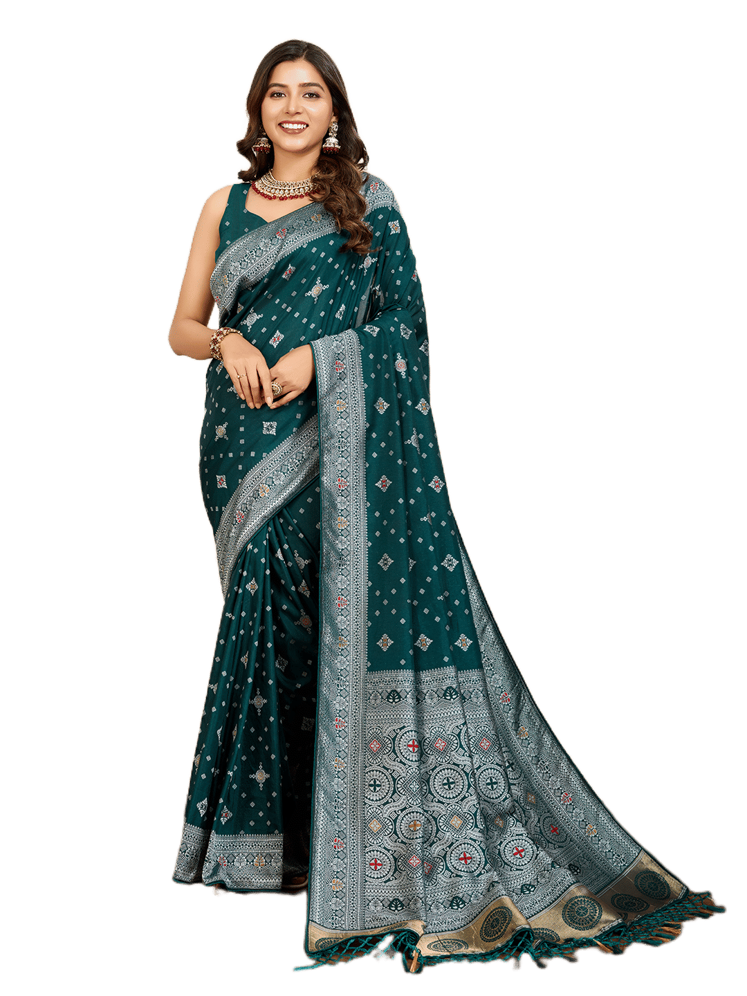Rangtulika Ethnics Silk Woven Banarasi saree With Unstitched Blouse Piece ( Turquoise ) Rangtulika Ethnics Silk Woven Banarasi saree With Unstitched Blouse Piece ( Turquoise )