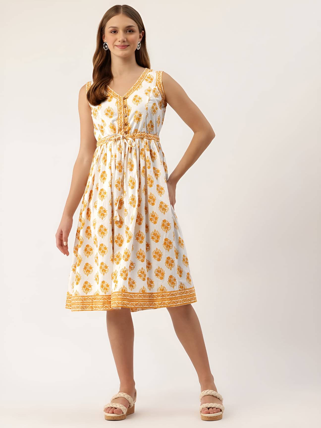 Rangun Women Rayon Printed Flared Kurti ( Yellow )     			Rangun Women Rayon Printed Flared Kurti ( Yellow )