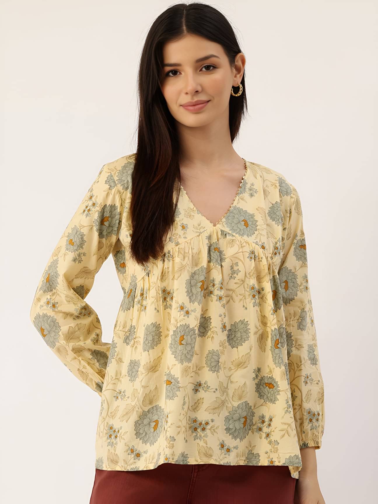 Rangun Women's Rayon Regular Top ( Beige ) Rangun Women's Rayon Regular Top ( Beige )