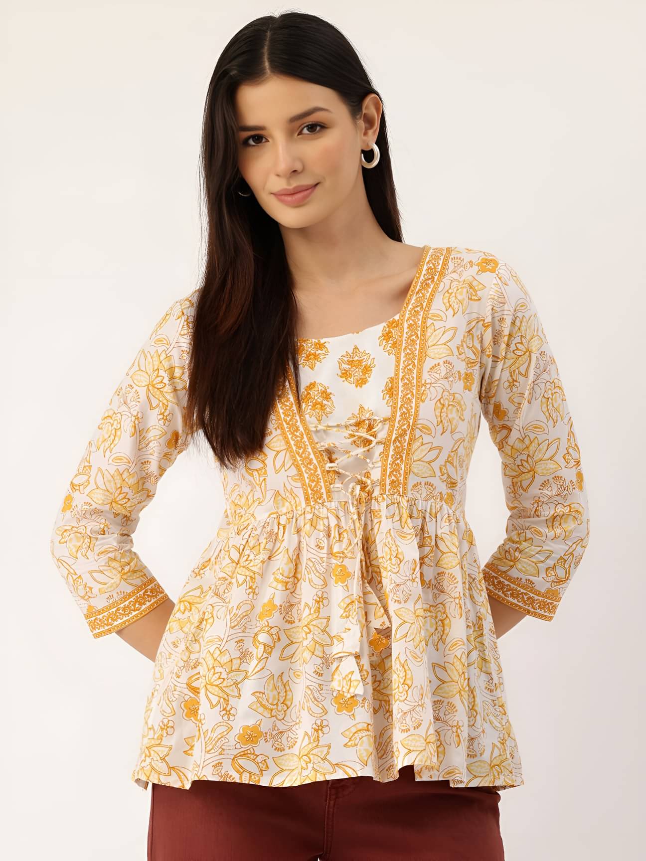     			Rangun Women's Rayon Regular Top ( Yellow )