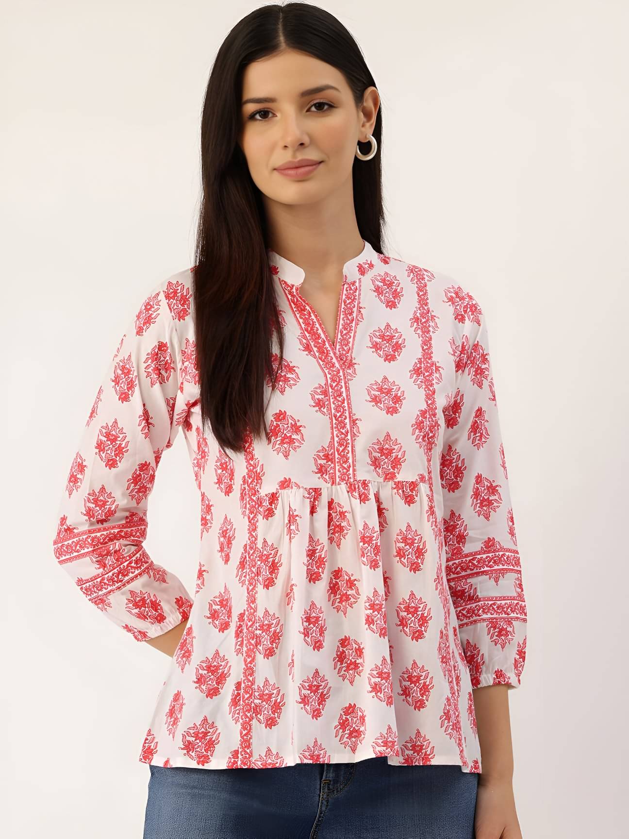     			Rangun Women's Rayon Regular Top ( Red )