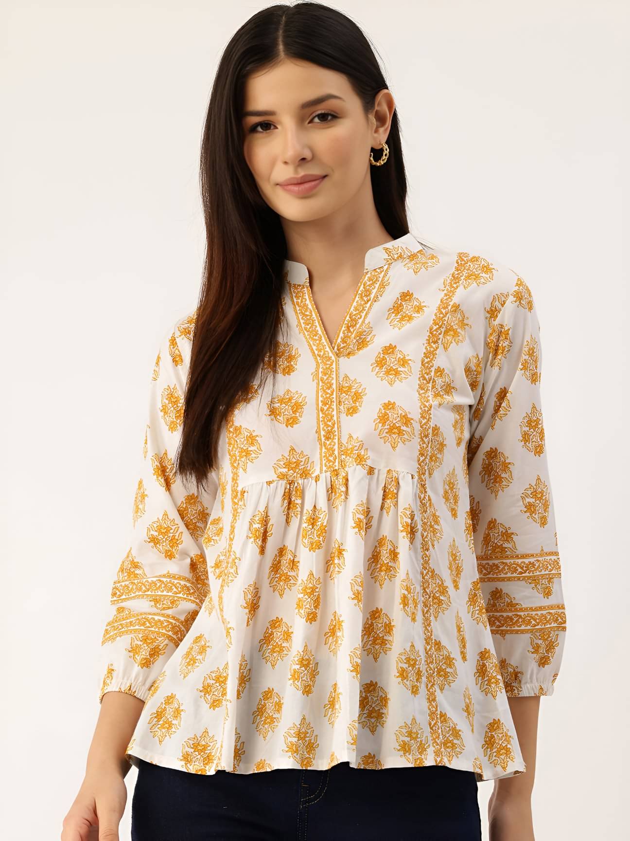     			Rangun Women's Rayon Regular Top ( Yellow )